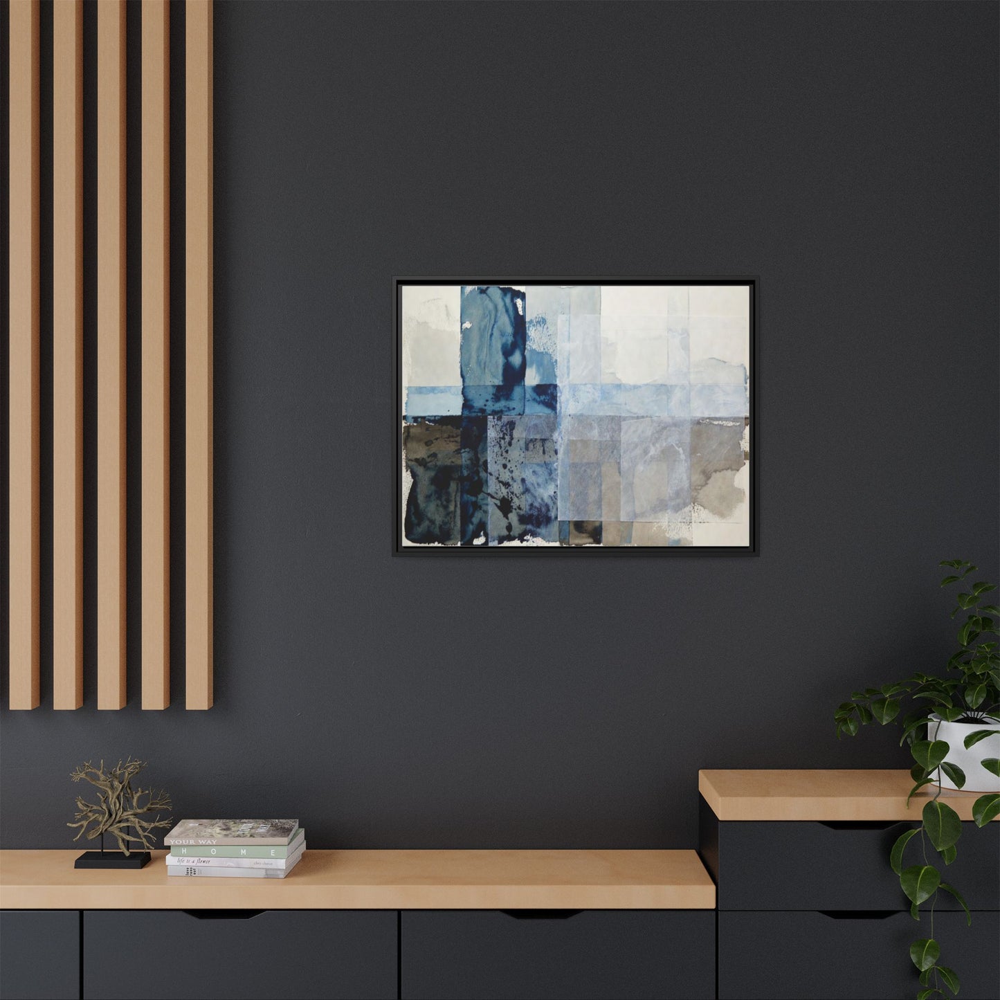 Abstract Coastal Blue Framed Canvas Art