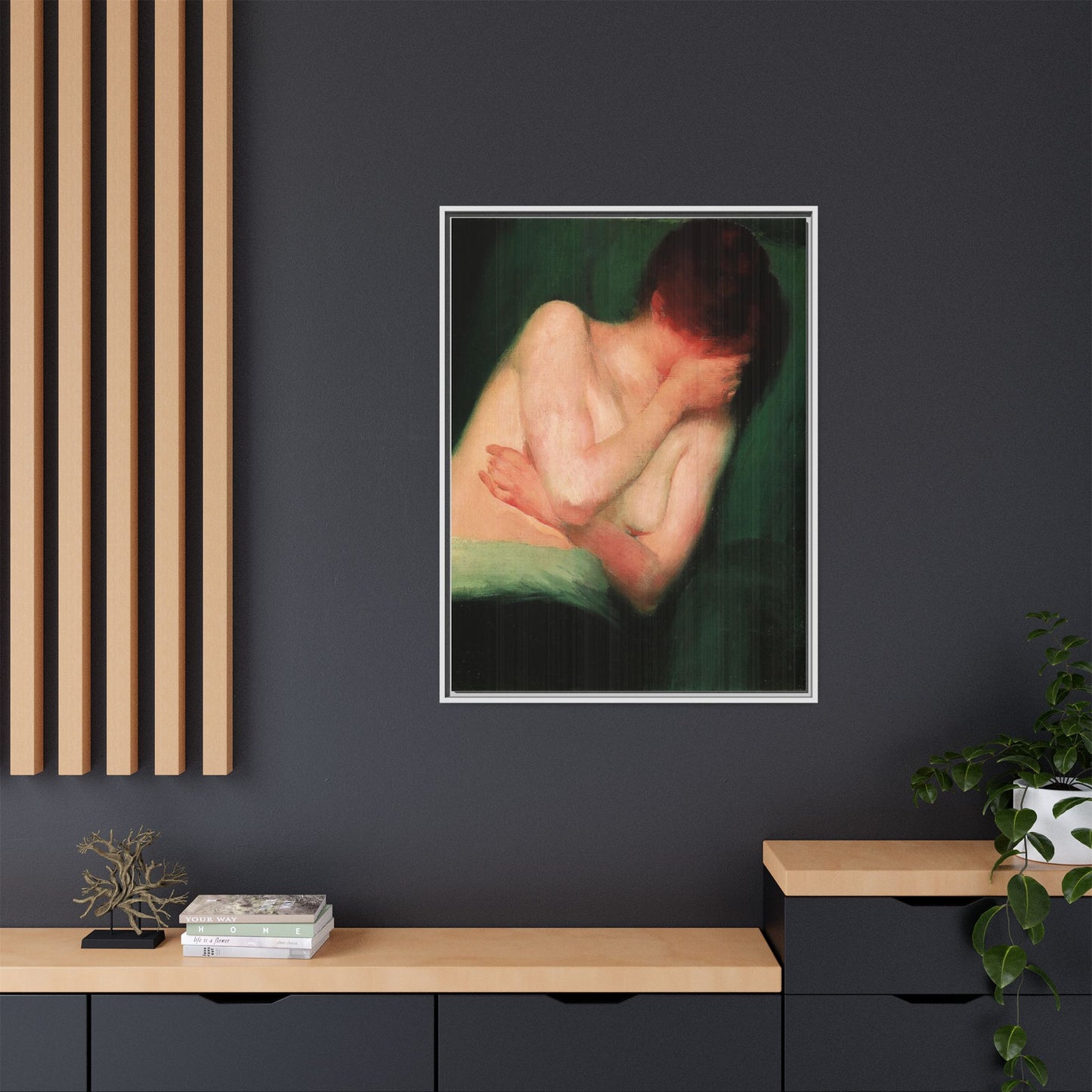 Female Nude by János Vaszary Framed Matte Canvas Wall Art Print