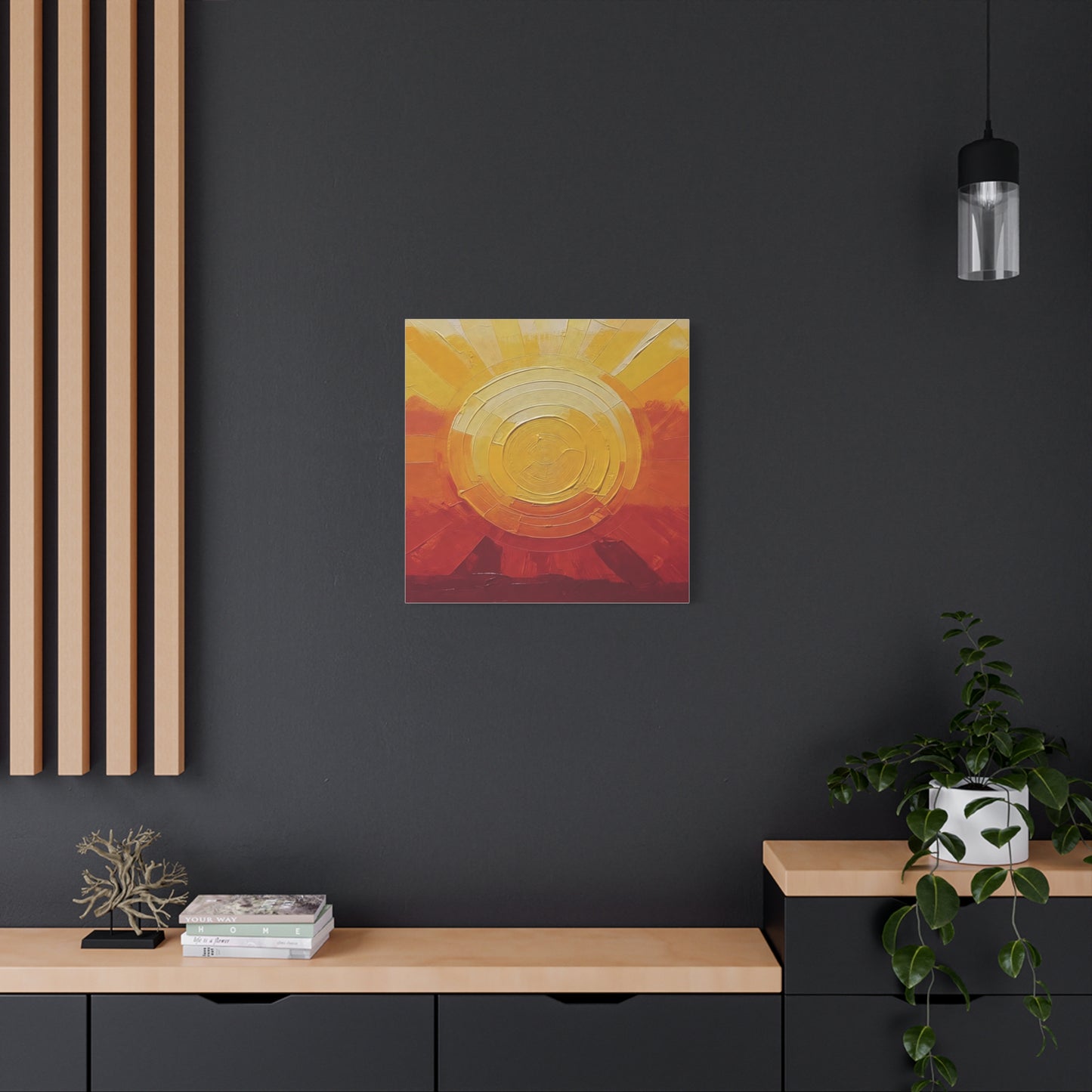 Abstract Sunrise Canvas Wall Art — Warm Sunrise Texture Matte Stretched Canvas