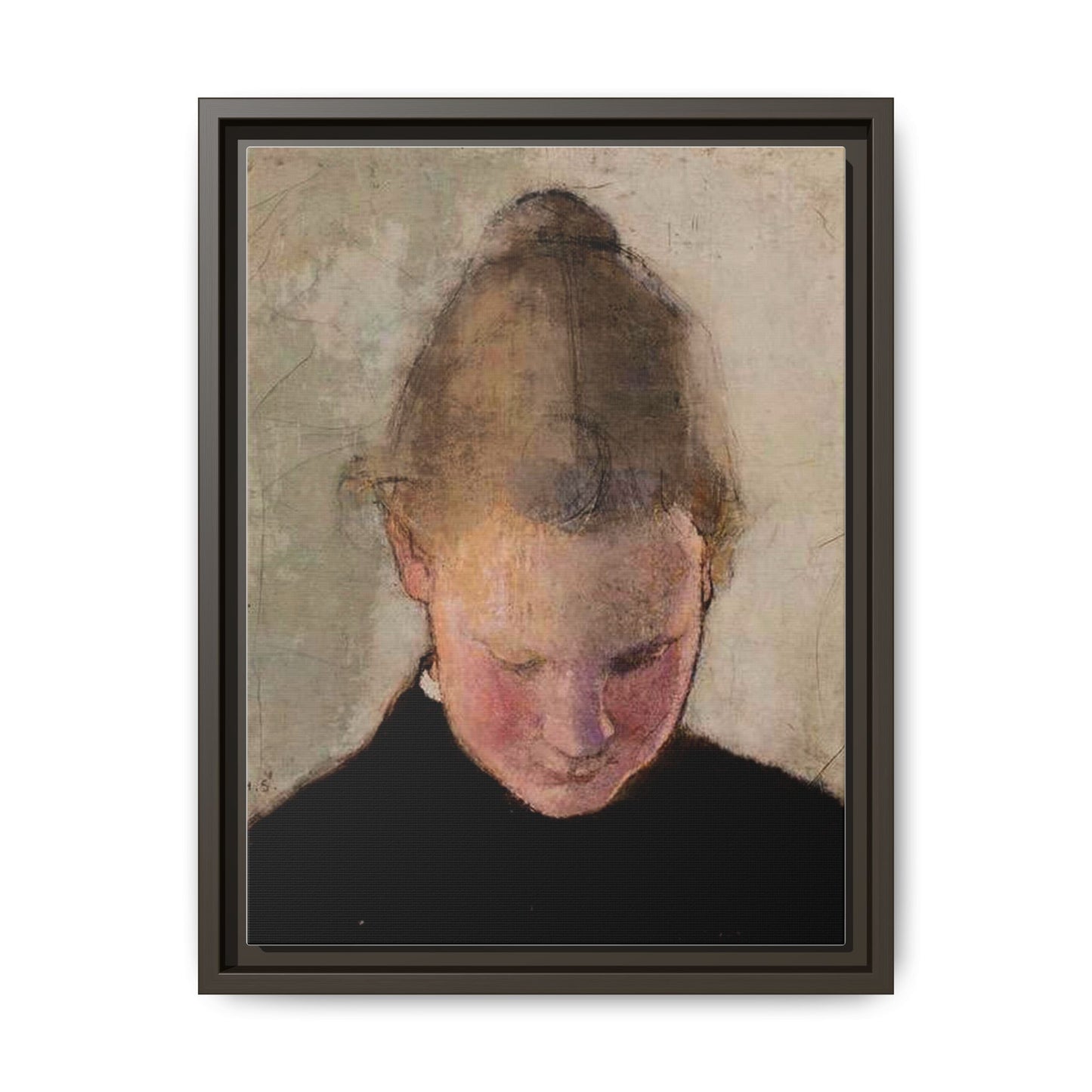 Lukeva tytto by Helena Schjerfbeck Framed Matte Canvas Art Print