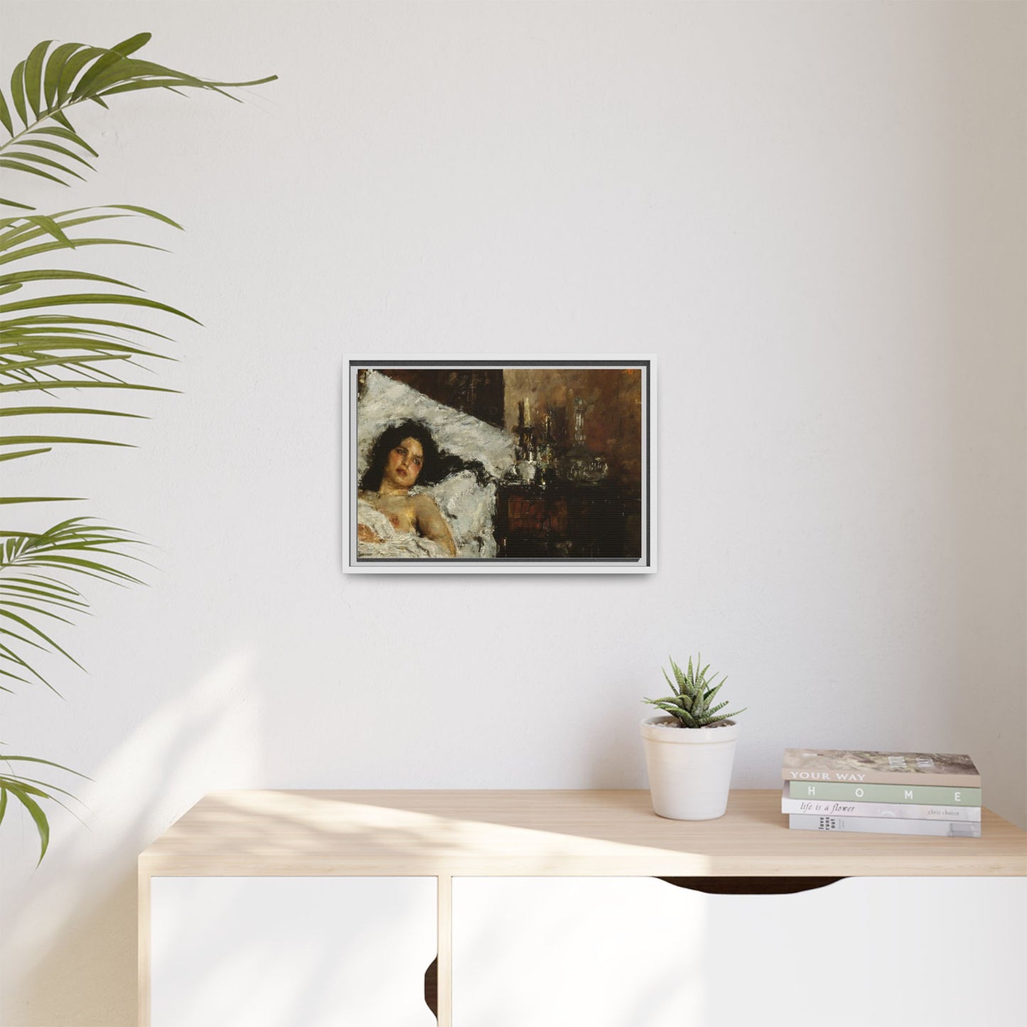 Resting by Antonio Mancini Framed Matte Canvas Wall Art Print