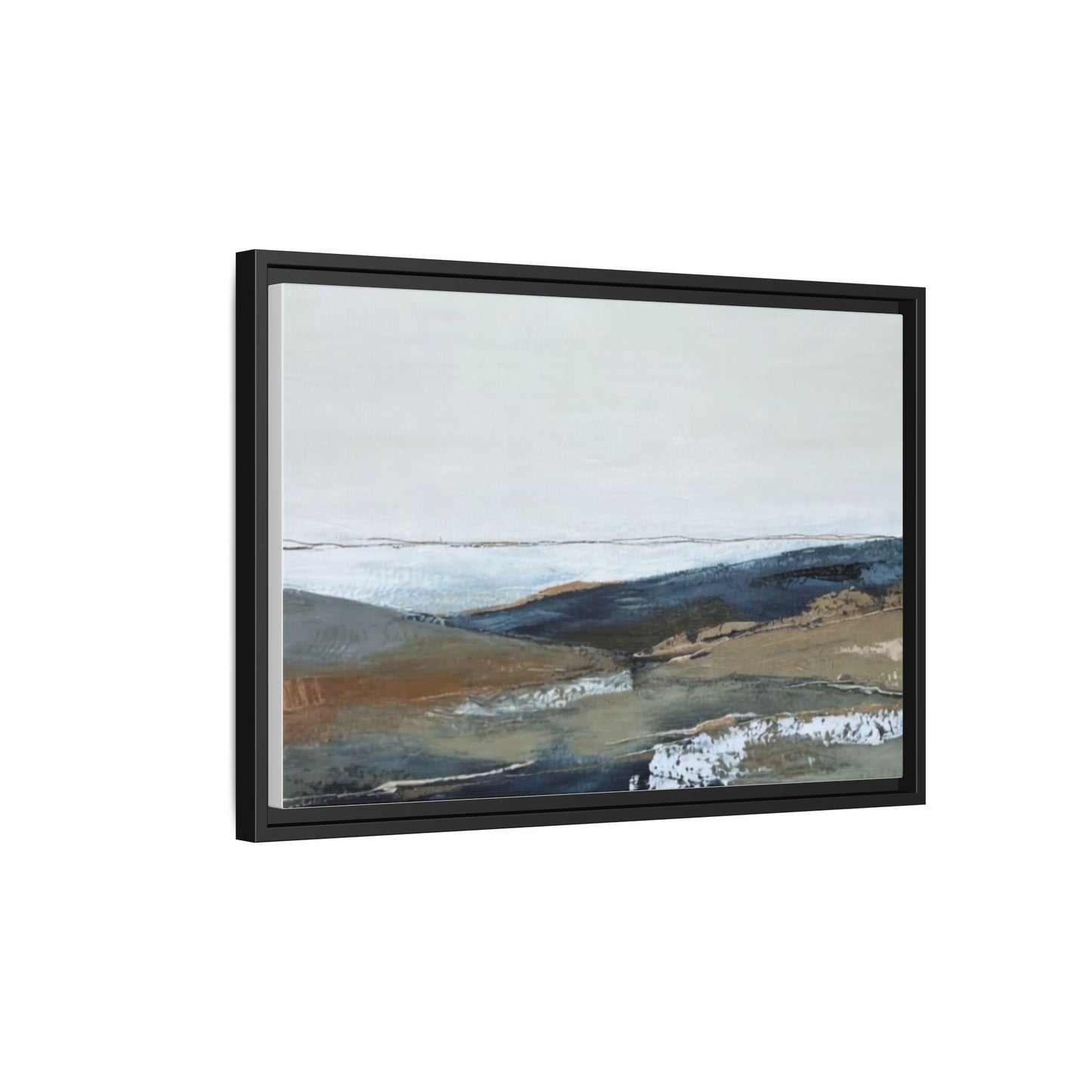 Framed Matte Canvas Wall Art — Serene Coastal Abstract Landscape