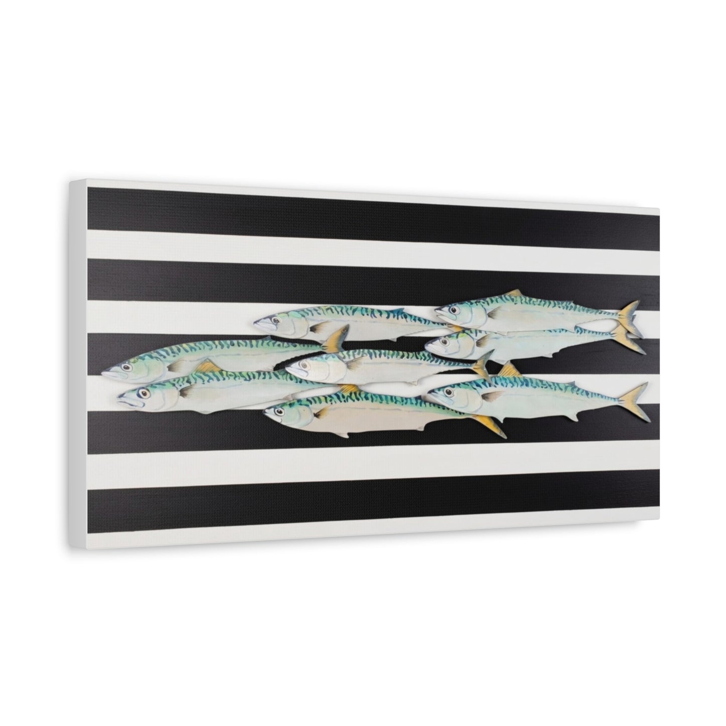Striped Mackerel School Matte Canvas Print