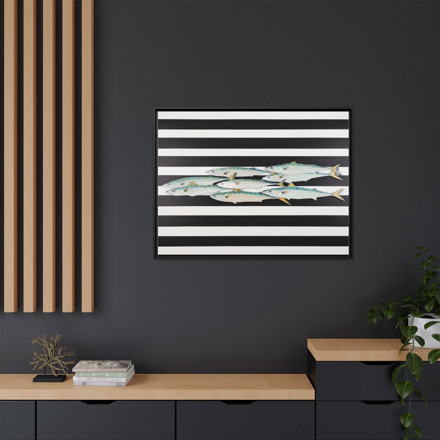 Striped Mackerel Canvas Print — Framed Matte Fish Wall Art