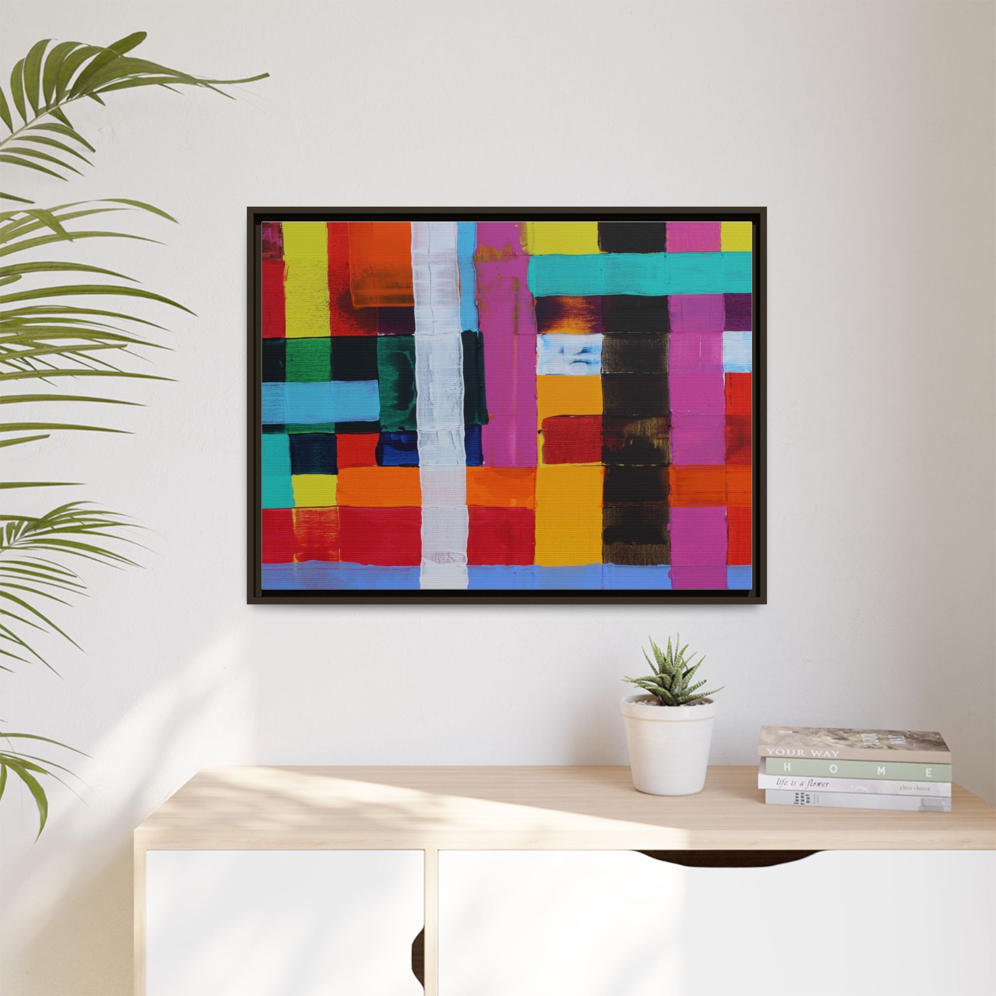 Farbfeld Malerei (Acryl) by Unknown Artist Matte Framed Canvas Wall Art Print