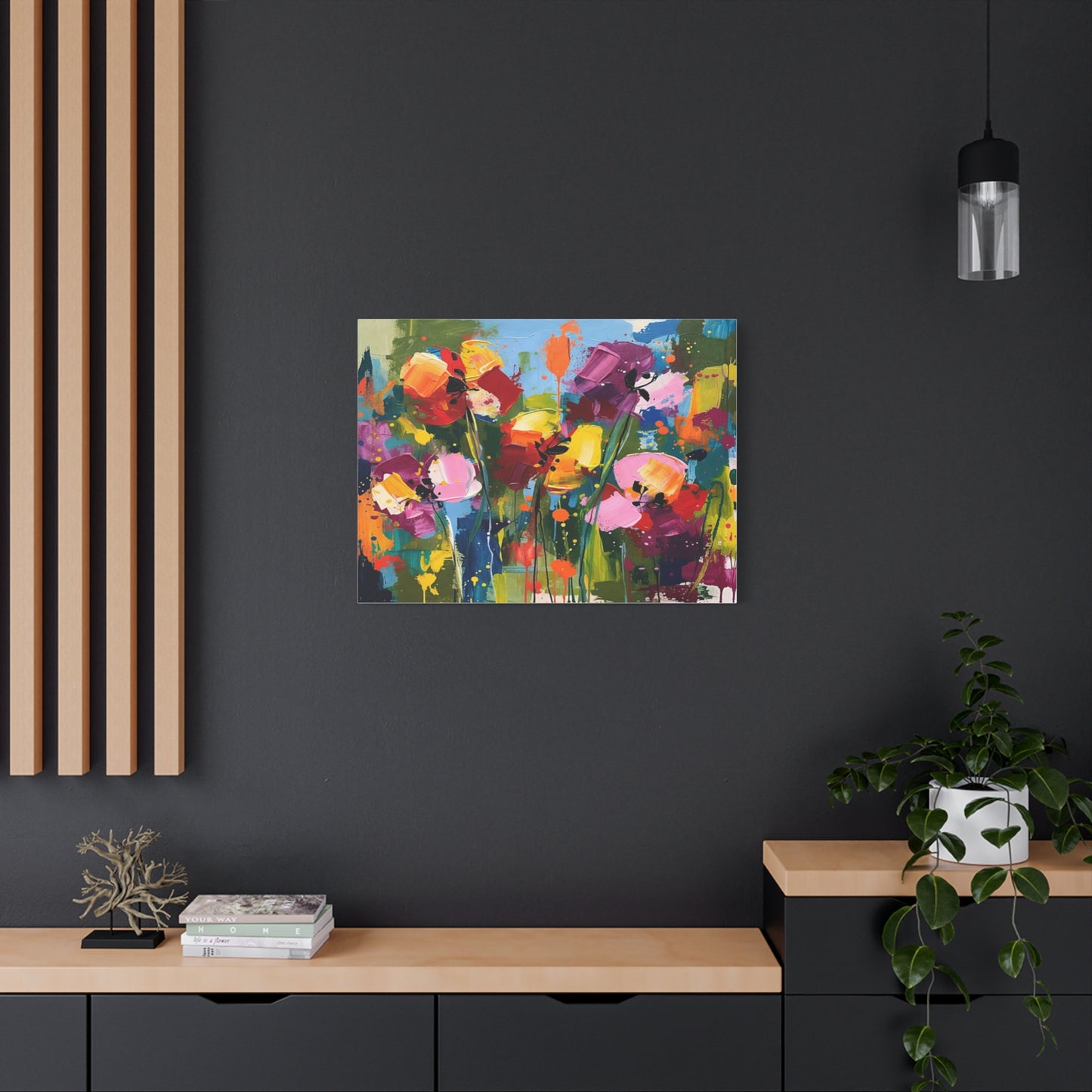 Vibrant Abstract Floral Canvas — Colorful Poppy Wall Art, Matte Stretched 1.25"