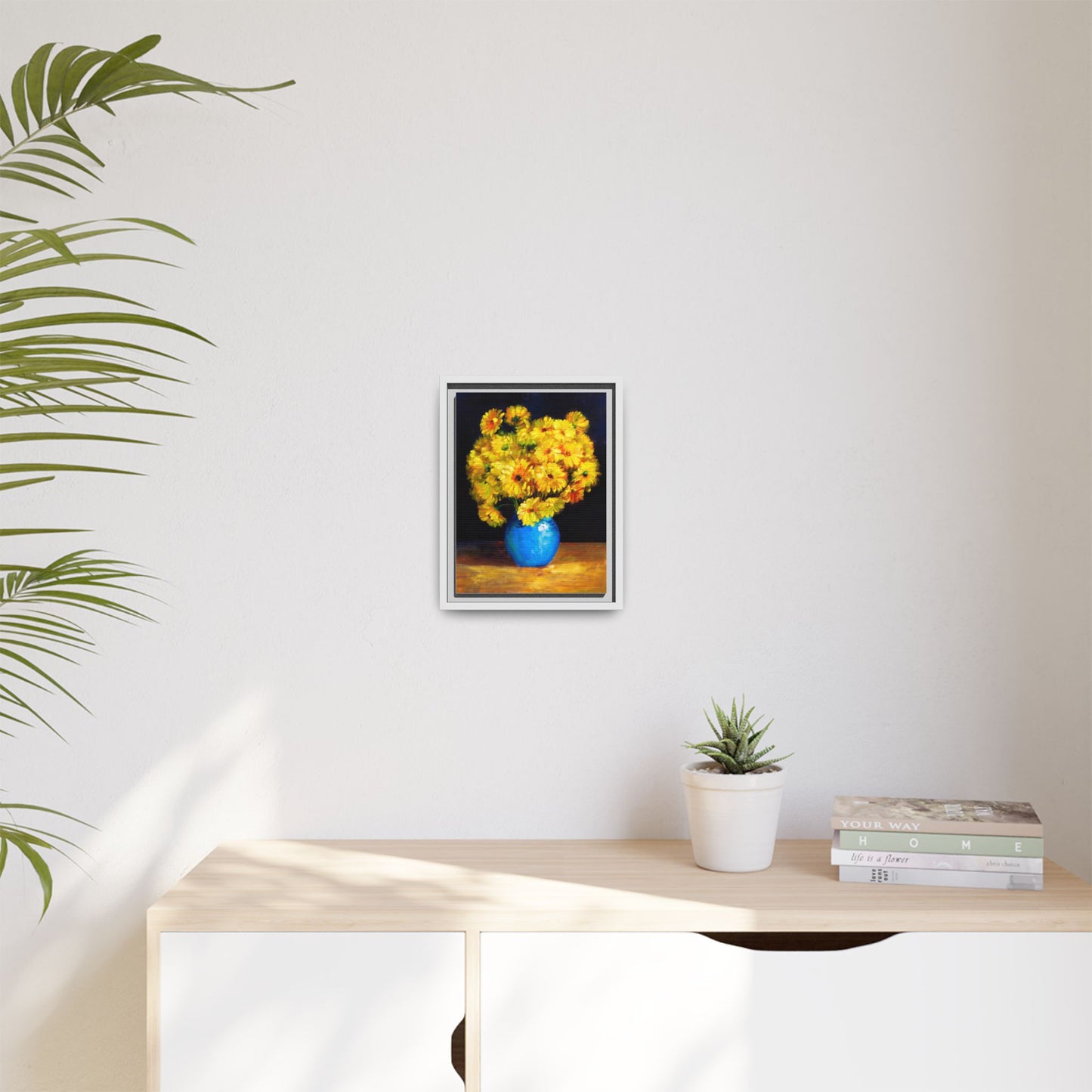 Yellow Daisy Bouquet Matte Canvas Framed Wall Art