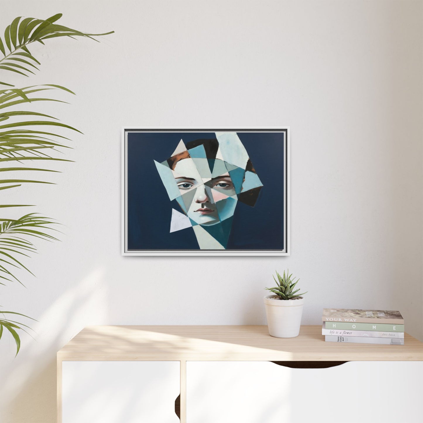 Abstract Fragmented Portrait Matte Canvas (Framed)