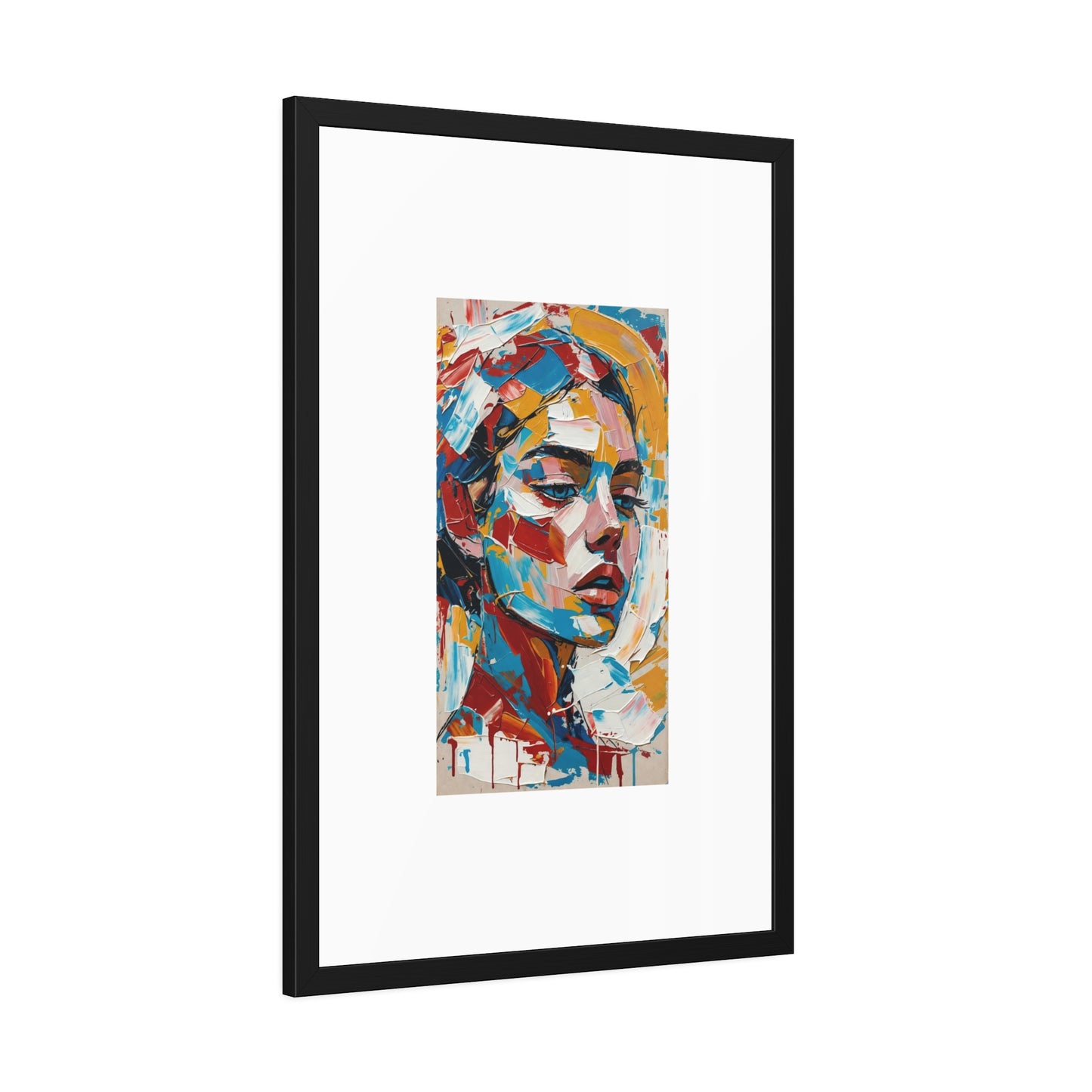 Abstract Colorful Portrait Framed Paper Poster – Modern Art Print for Home & Office