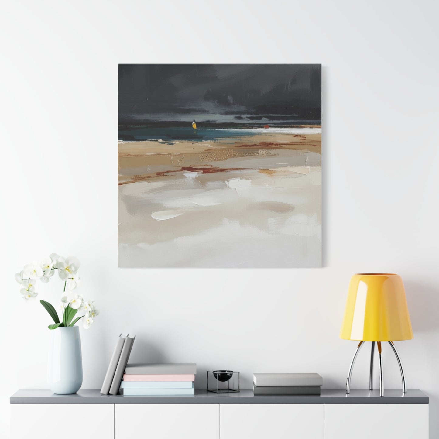 Beachscape Canvas Art — Stormy Seascape Matte Stretched Wall Art