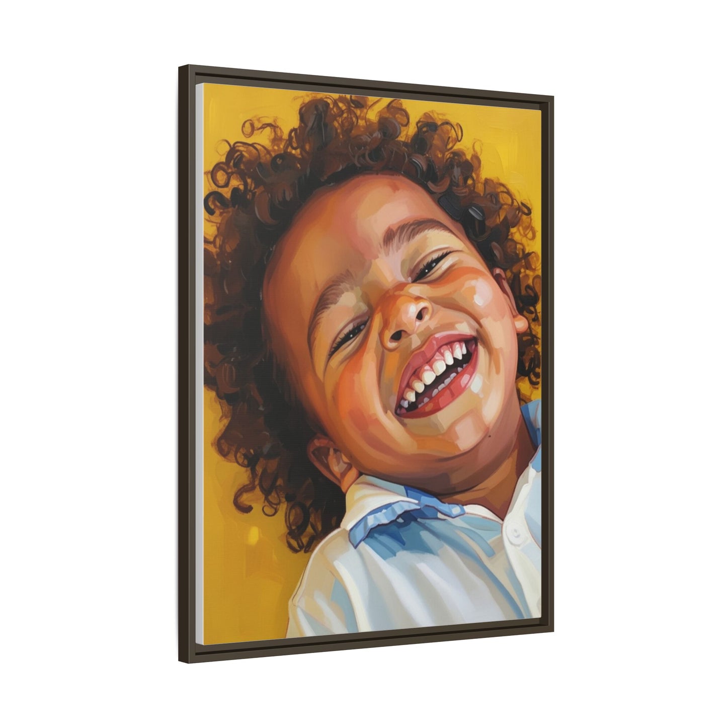 Framed Matte Canvas Print – Joyful Child Portrait, Colorful Nursery Wall Art