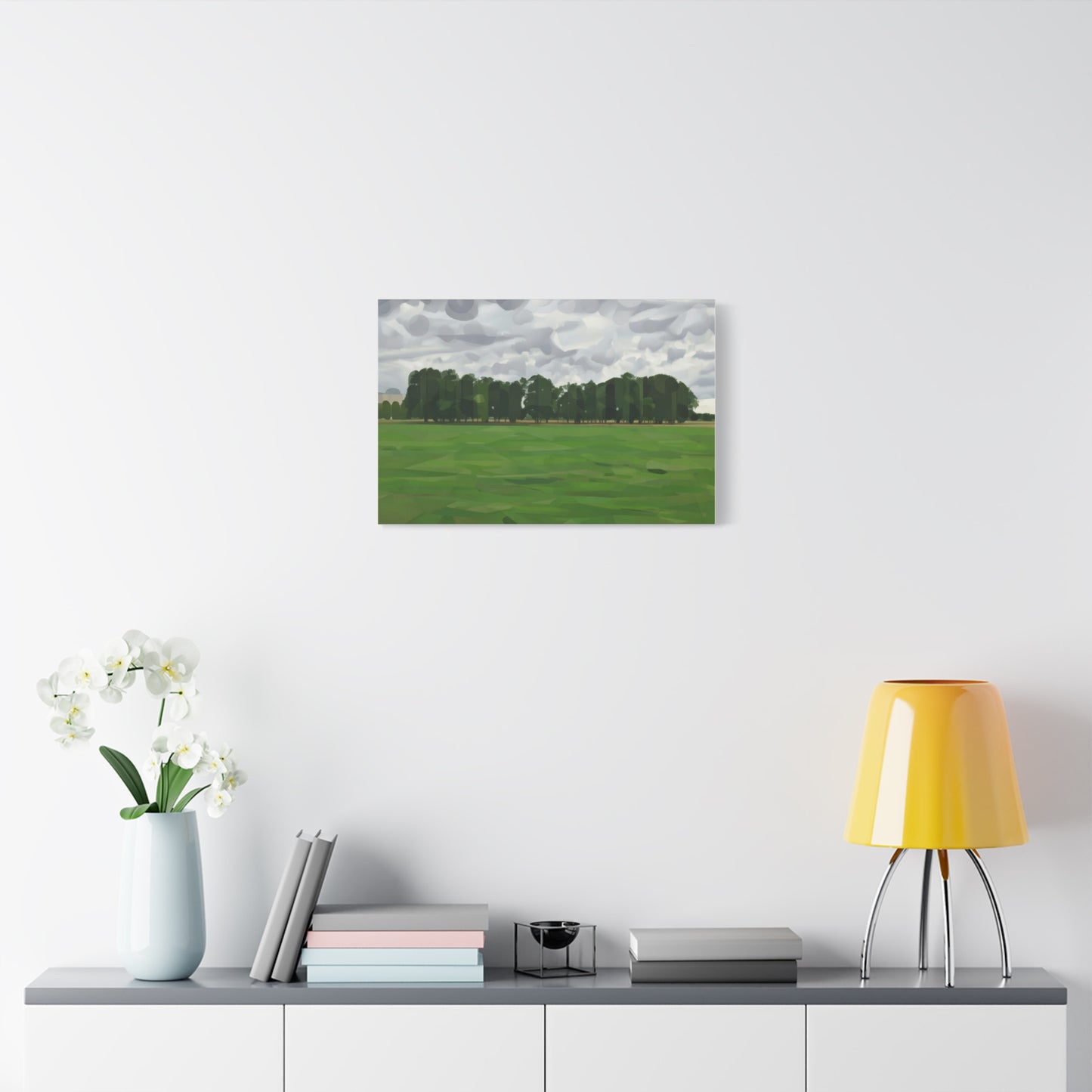 Green Field Landscape Canvas Print — Tranquil Park Scene Matte Stretched Canvas