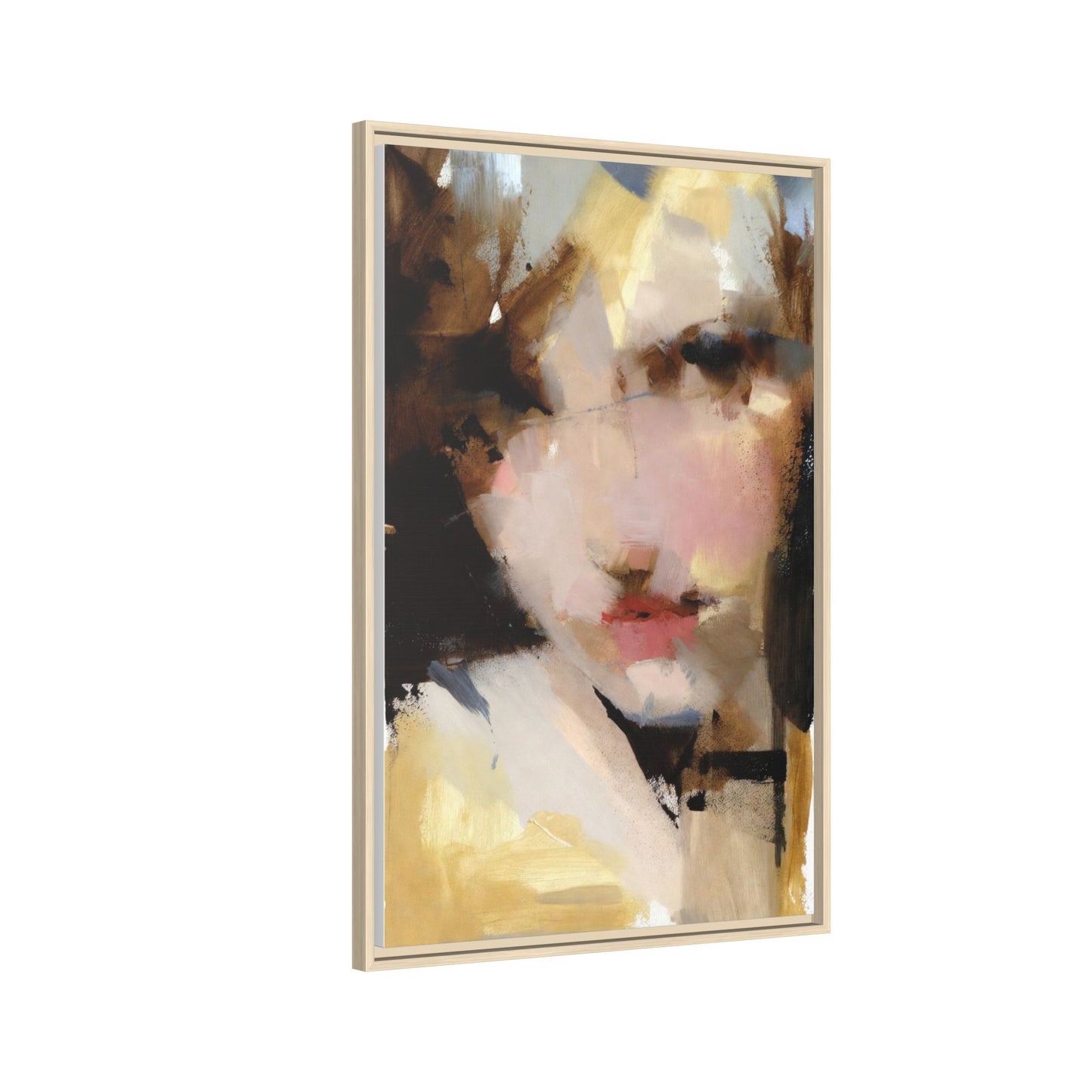 Abstract Portrait Matte Canvas Framed Print — Modern Feminine Wall Art
