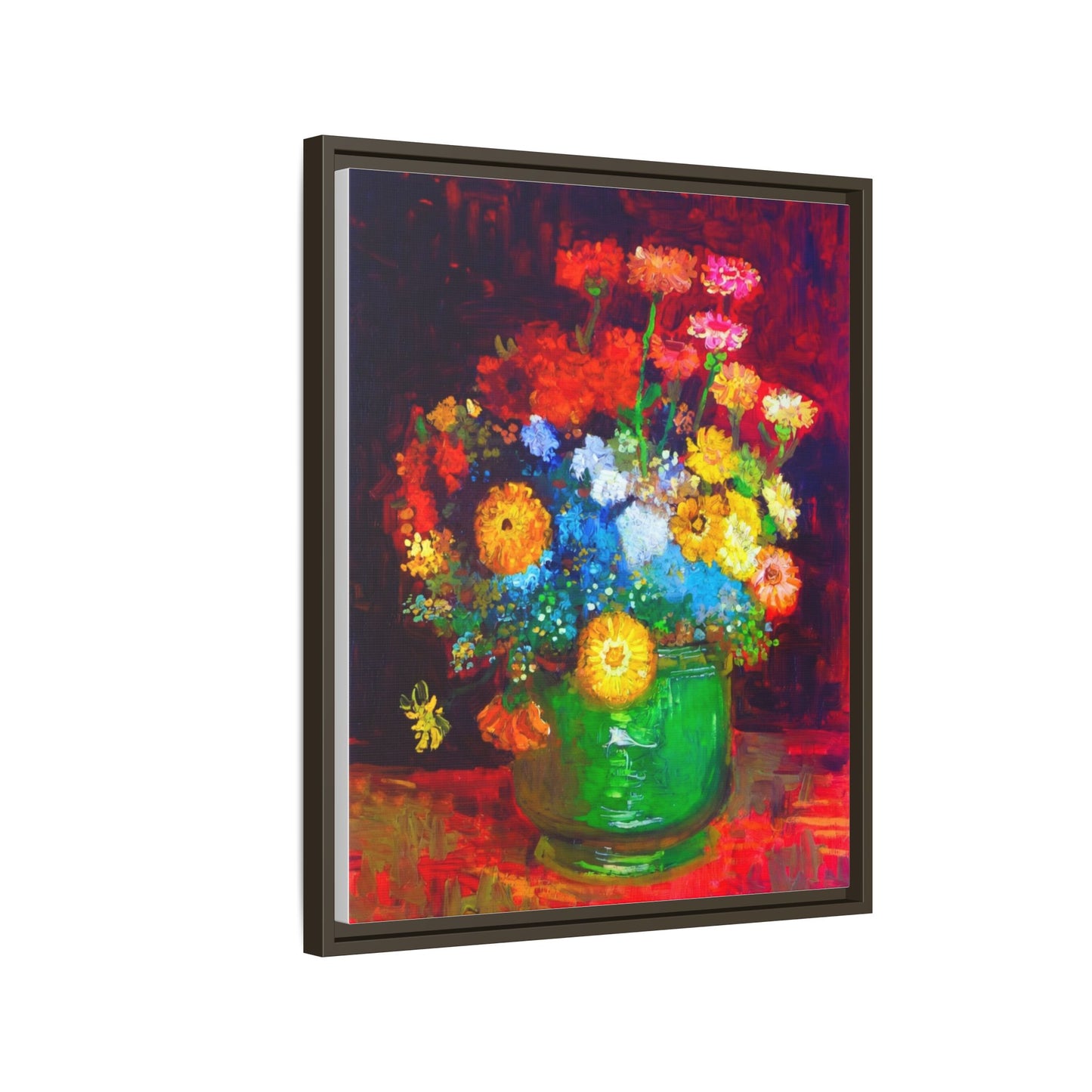 Framed Floral Canvas Print — Colorful Bouquet Wall Art