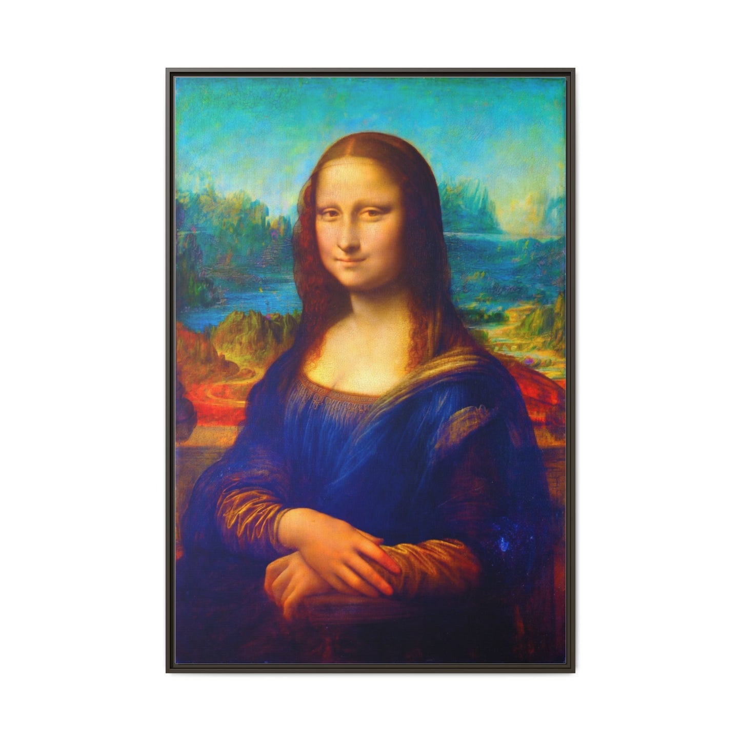 Framed Matte Canvas Print — Colorful Mona Lisa Wall Art