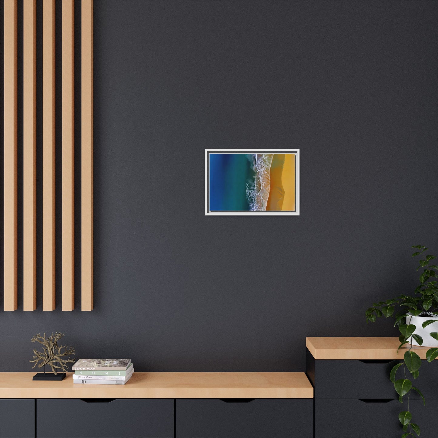 Framed Matte Canvas Seascape Print – Coastal Waves Wall Art