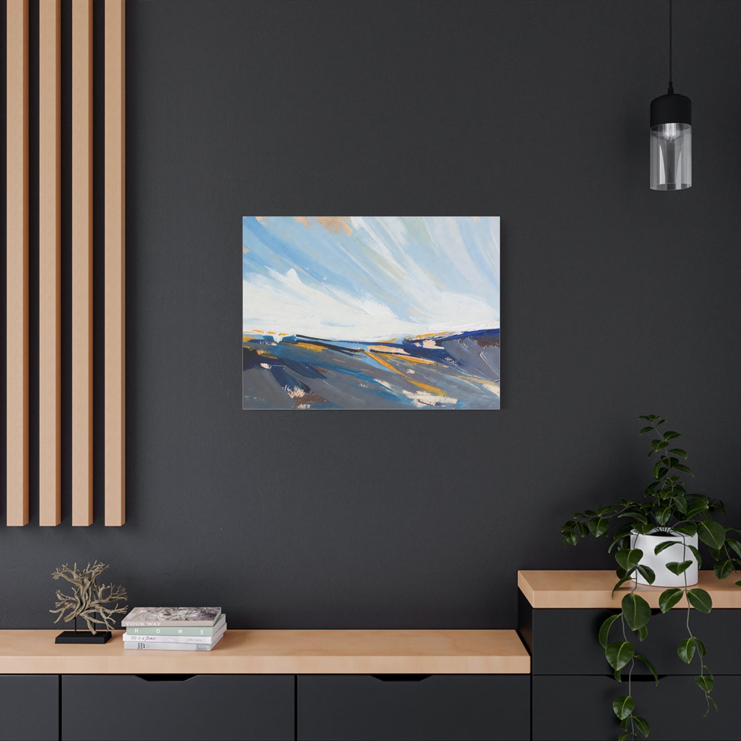 Abstract Coastal Landscape Canvas Print — Blue Sky Seascape Wall Art