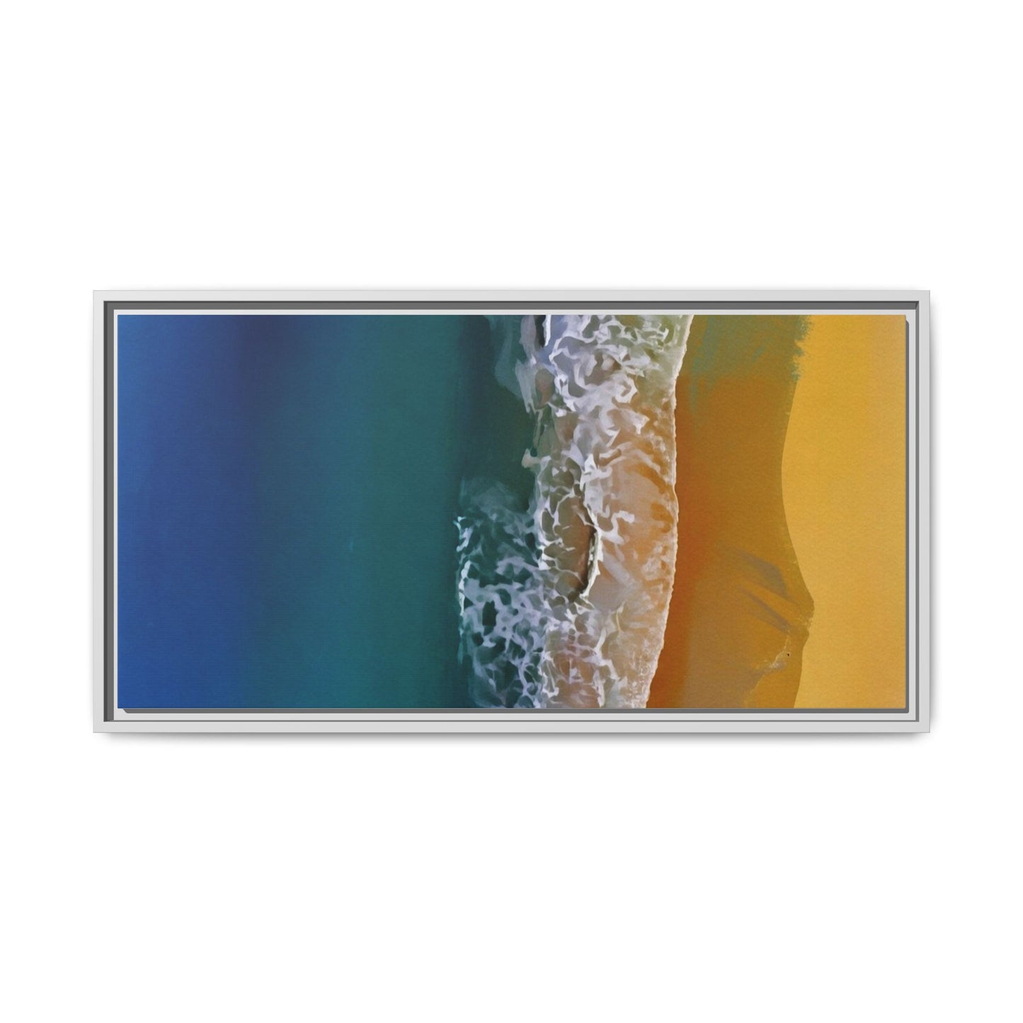 Framed Matte Canvas Seascape Print – Coastal Waves Wall Art