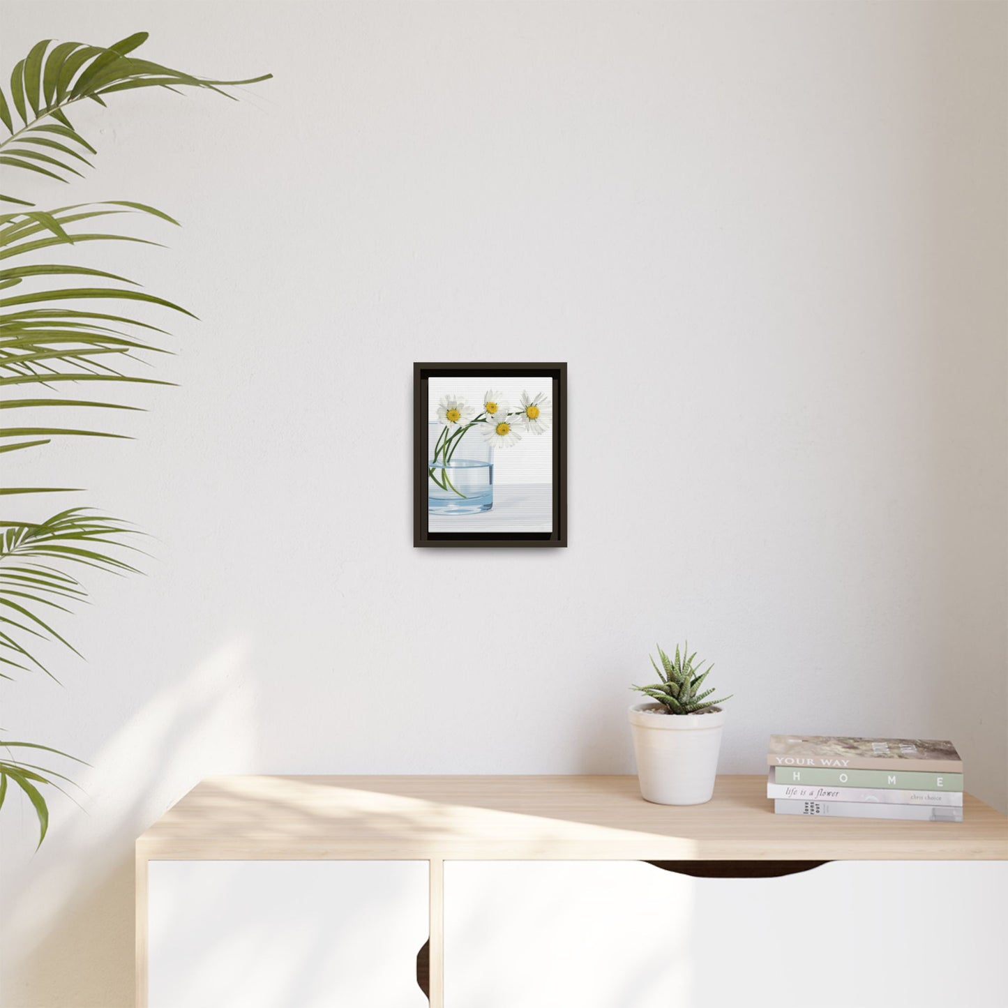 Framed Daisy Canvas Print — Minimal Botanical Wall Art