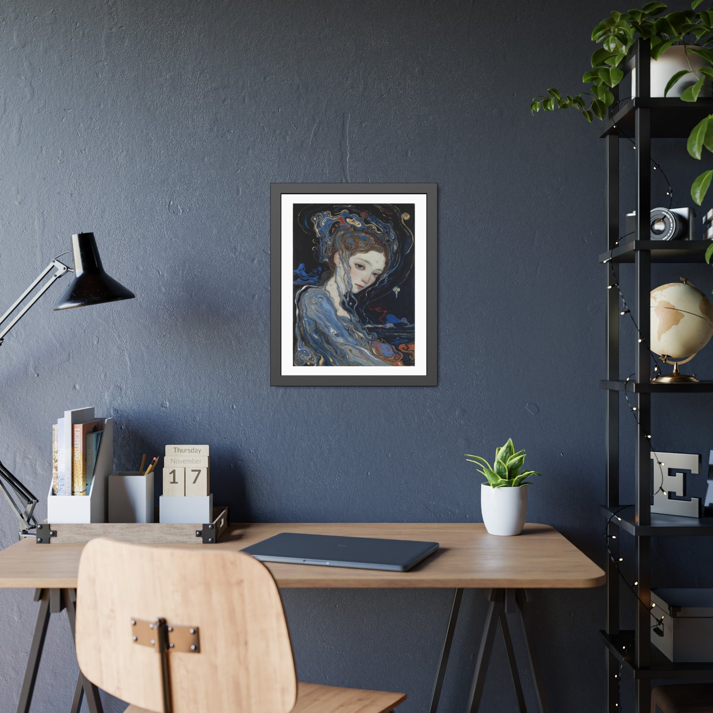 Framed Art Print — Dreamy Blue Portrait Poster