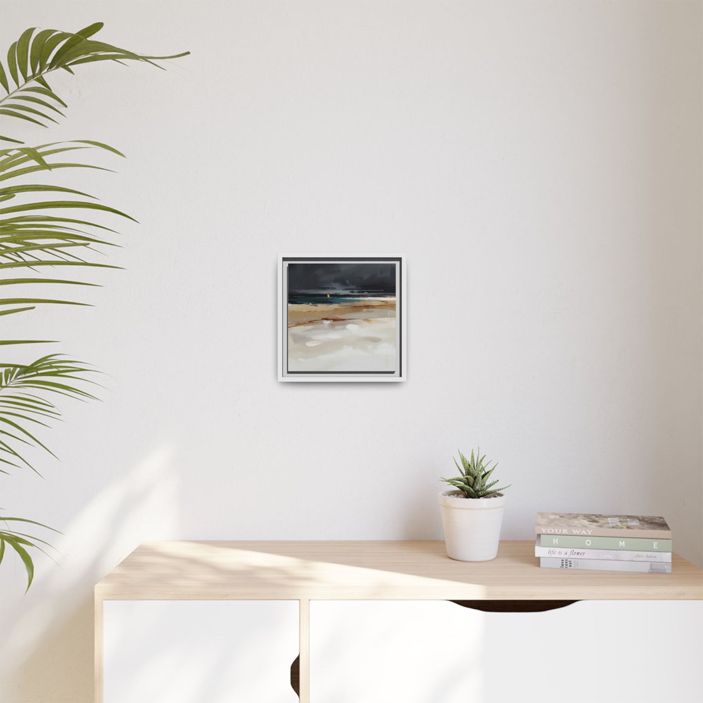 Framed Matte Canvas Beachscape Art Print — Coastal Abstract Wall Decor