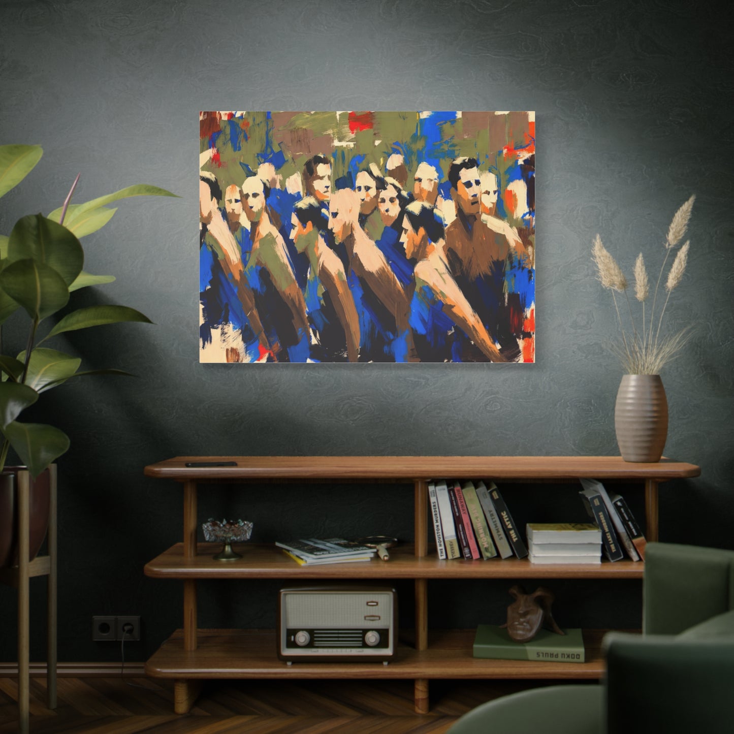 Abstract Crowd Painting Canvas Print — Stretched Matte Wall Art