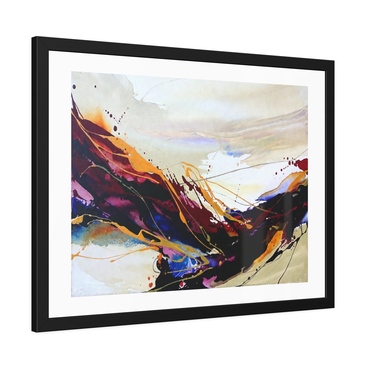 Abstract Color Splash Framed Paper Poster — Modern Wall Art Print