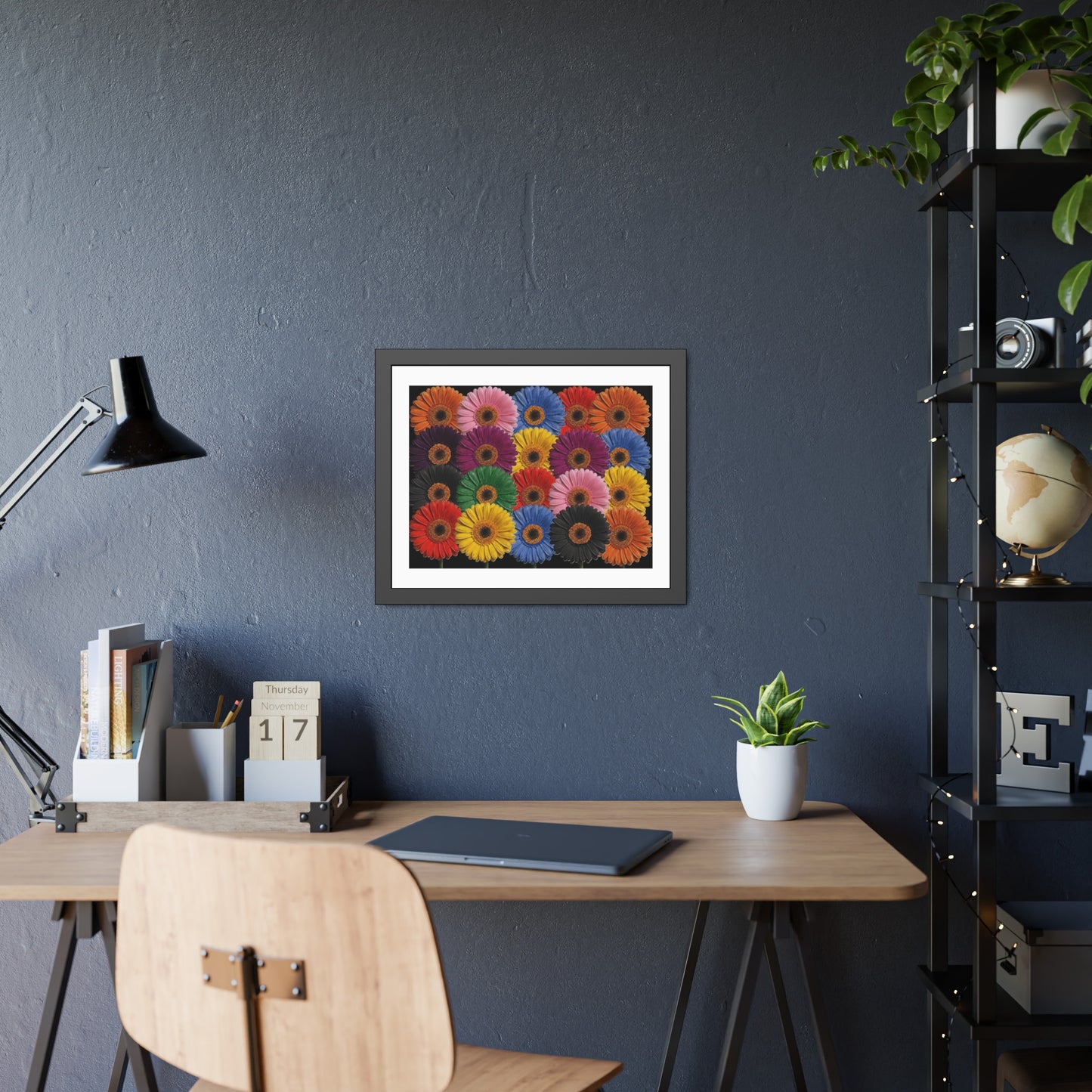 Framed Floral Poster — Colorful Gerbera Wall Art Print