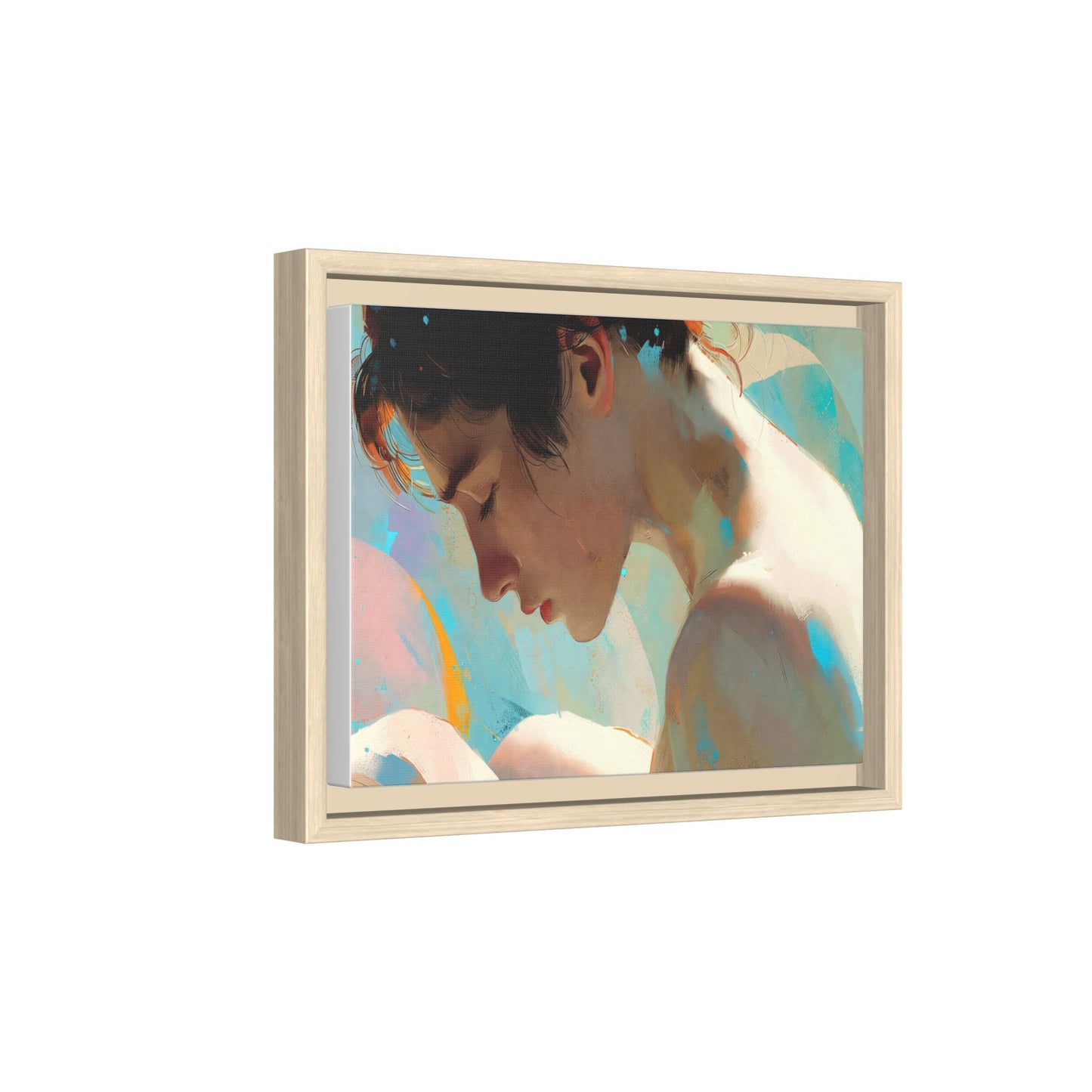 Framed Matte Canvas Print — Dreamy Portrait Art (Multi‑Color)
