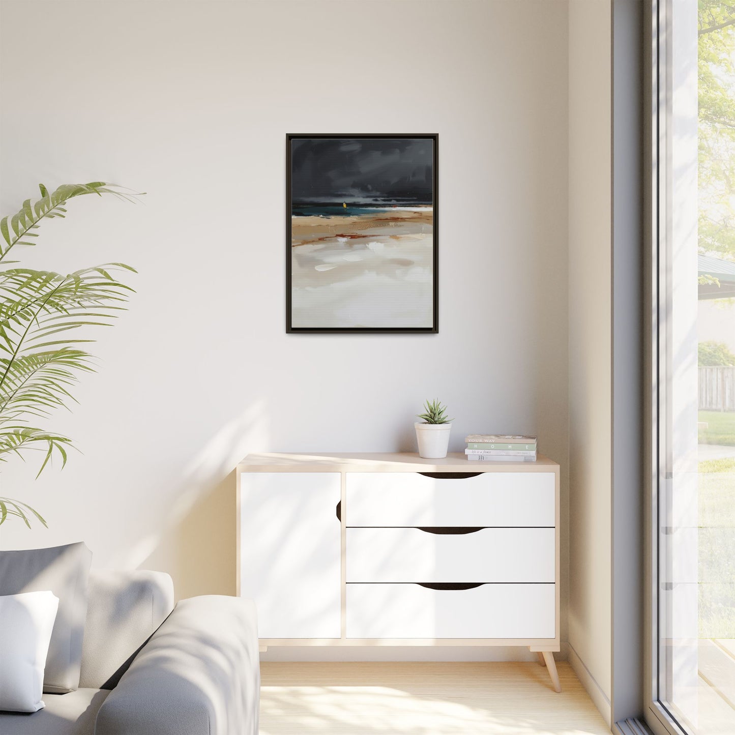 Framed Matte Canvas Beachscape Art Print — Coastal Abstract Wall Decor