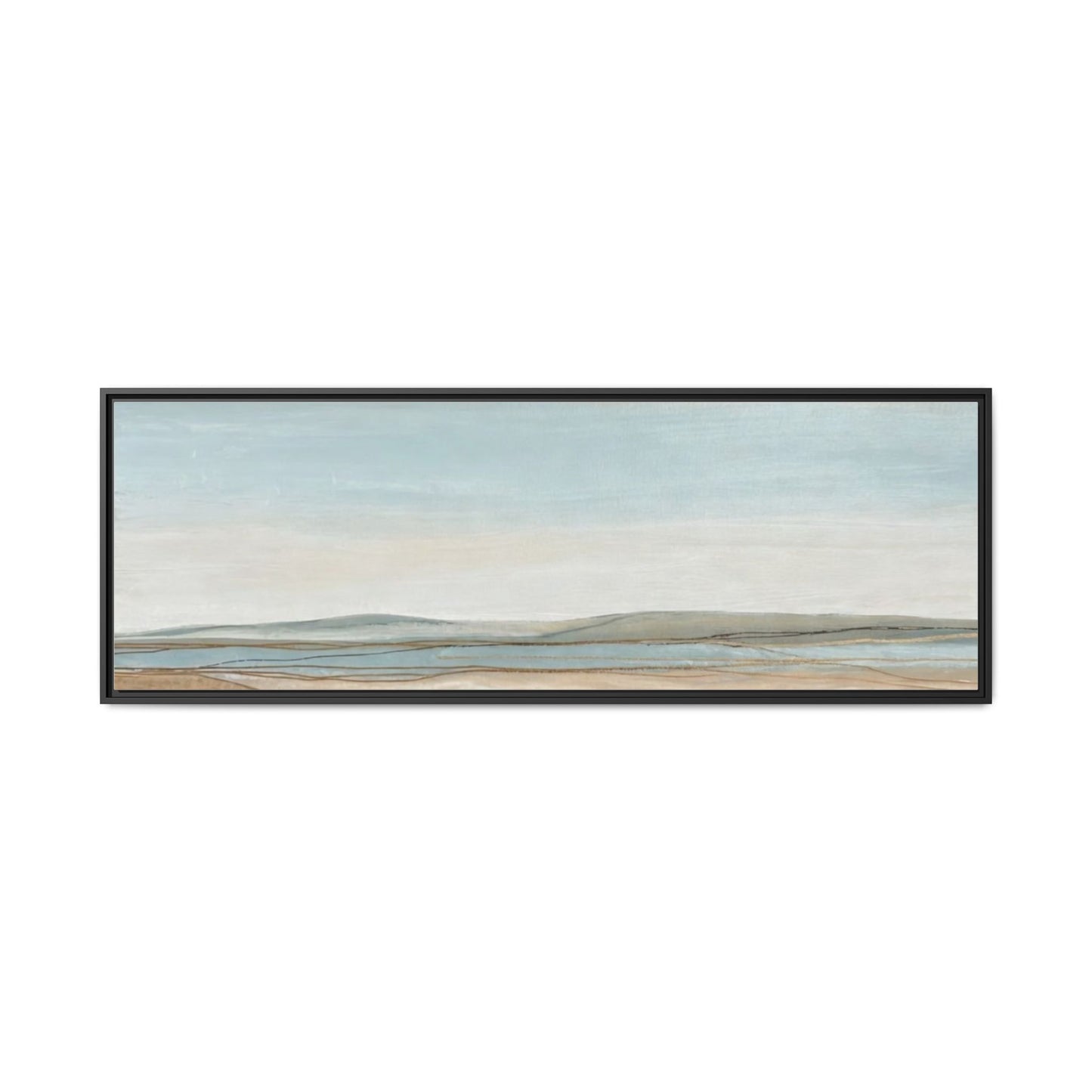 Framed Abstract Landscape Matte Canvas — Serene Coastal Horizon Wall Art