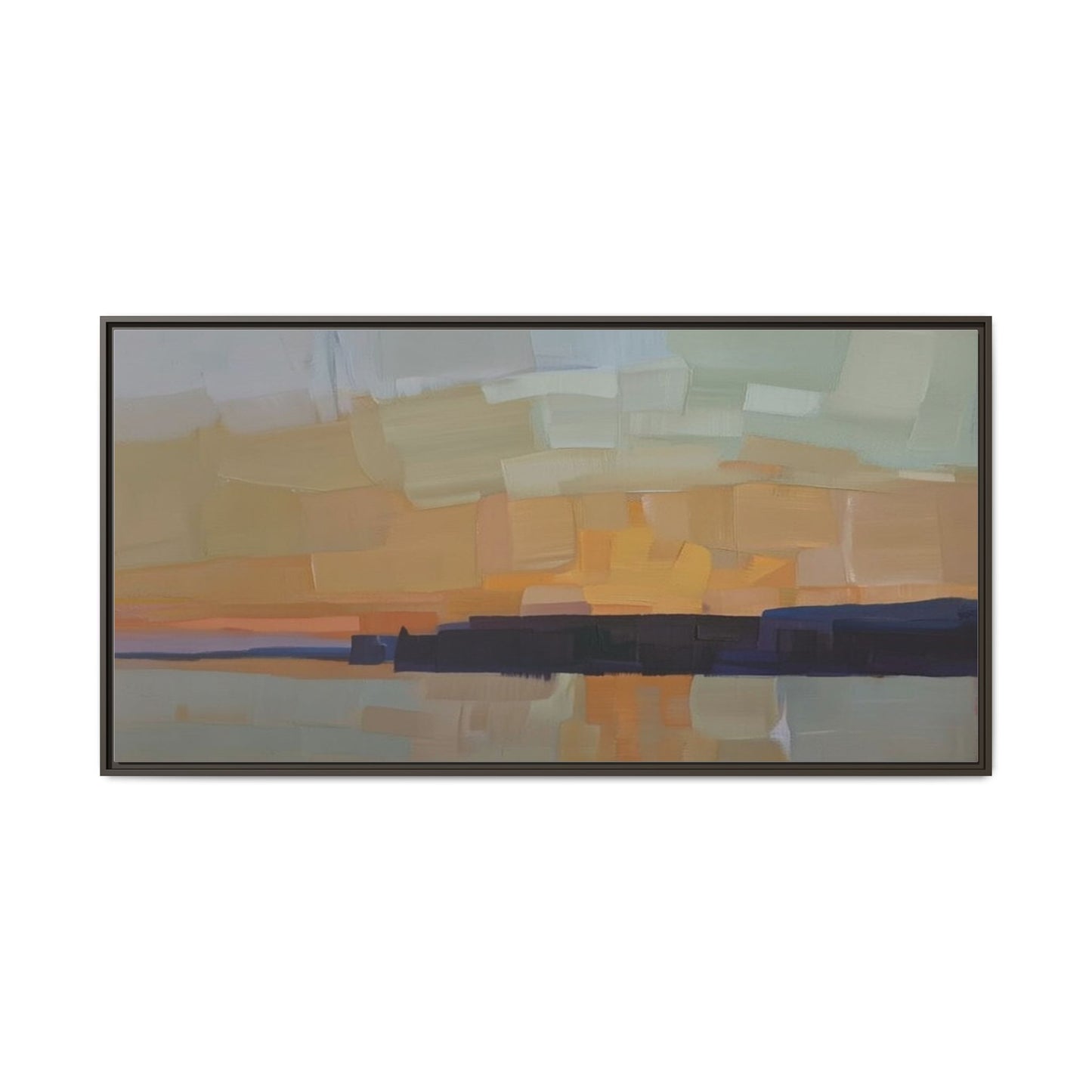 Framed Matte Canvas Sunset Abstract Landscape Art Print