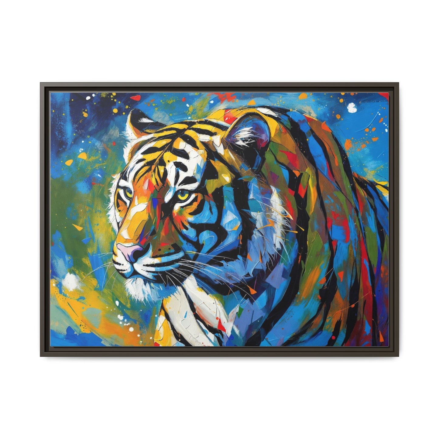 Colorful Tiger Matte Canvas Framed Art — Vibrant Wildlife Wall Decor