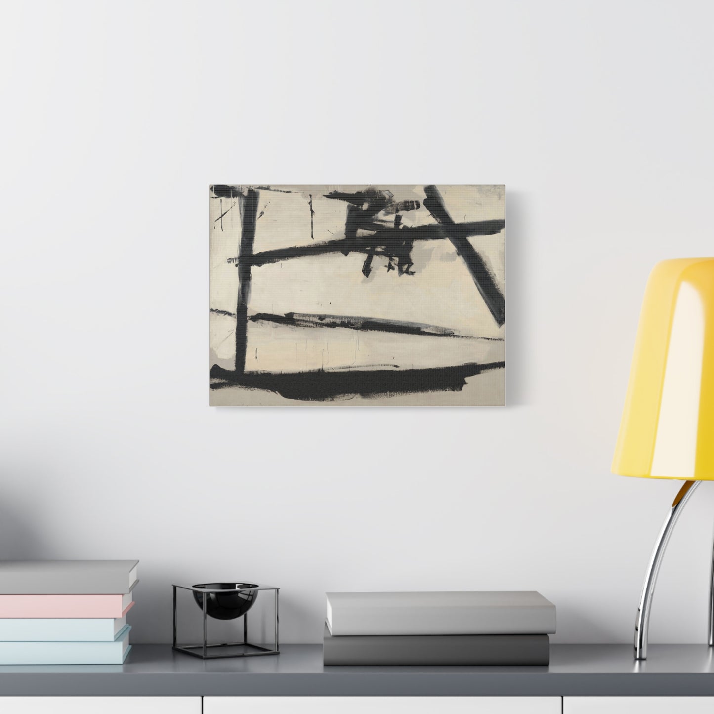 Painting Number 2 by Franz Kline Abstract Black and White Stretched Canvas Art – Matte Wall Decor