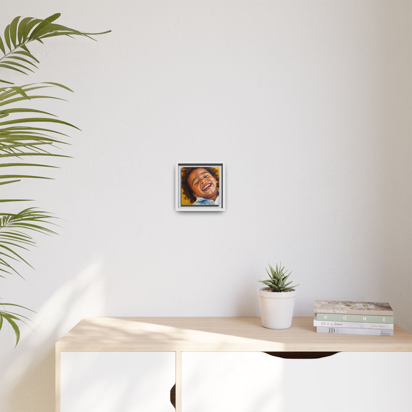 Framed Matte Canvas Print – Joyful Child Portrait, Colorful Nursery Wall Art