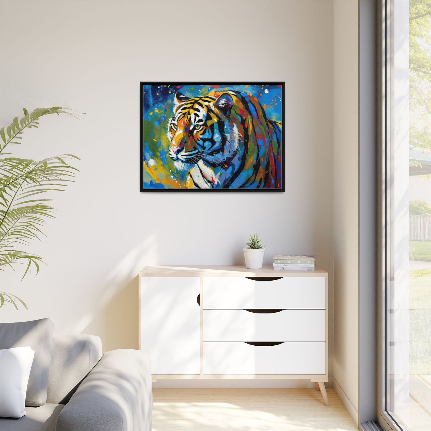 Colorful Tiger Matte Canvas Framed Art — Vibrant Wildlife Wall Decor