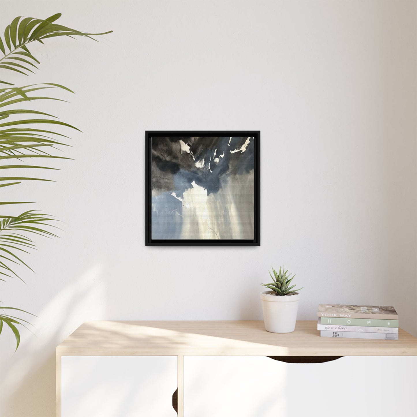 Framed Matte Canvas Art — Moody Abstract Sky Painting