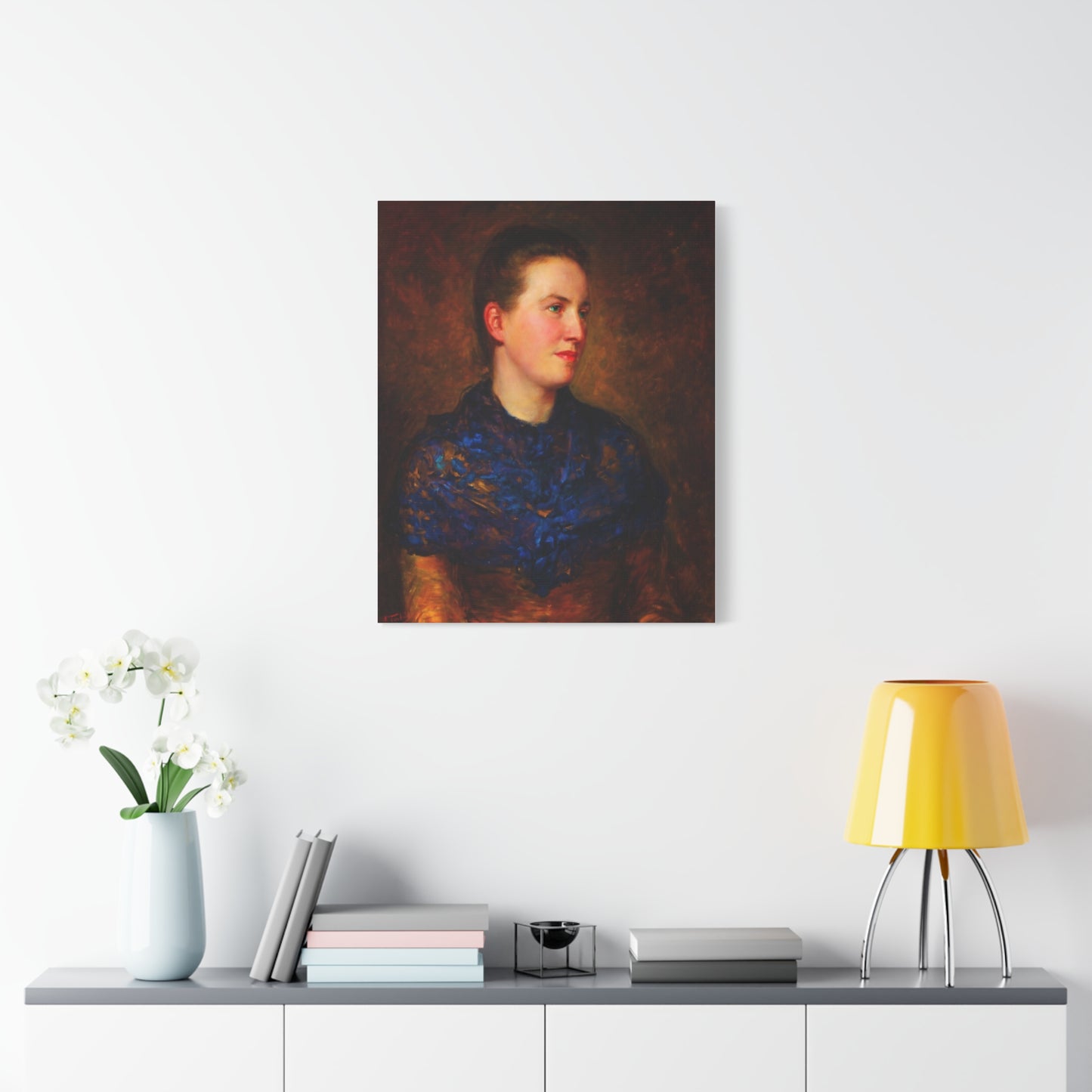 Portrait Canvas Print — Vintage Woman Oil Painting on Stretched Matte Canvas