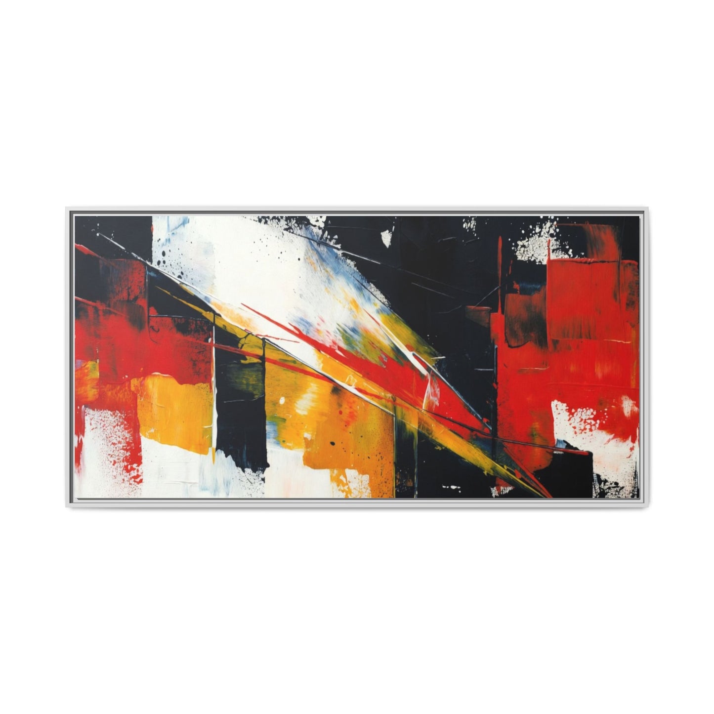 Abstract Red & Black Framed Canvas Print — Modern Geometric Wall Art