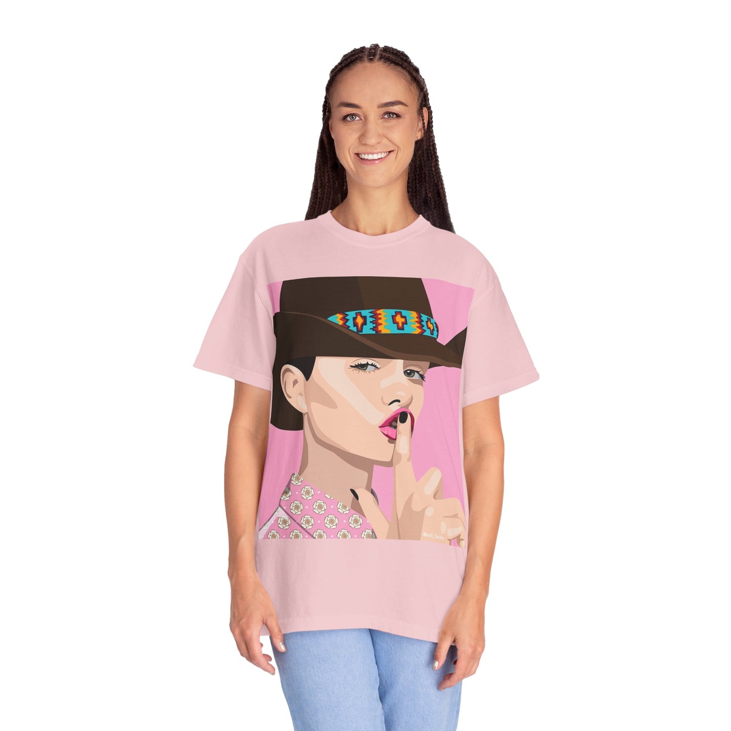 Cowgirl Pop Art T-Shirt — Pink 'Shh' Graphic Tee