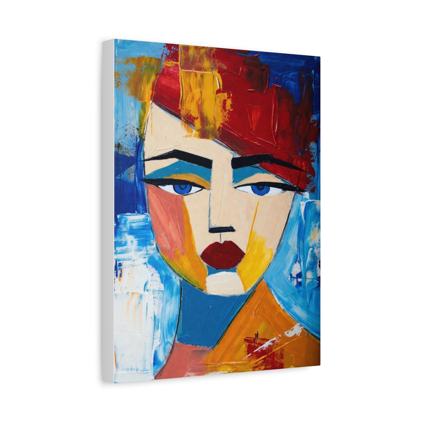 Abstract Colorful Face Matte Canvas Print — Modern Pop Art Portrait