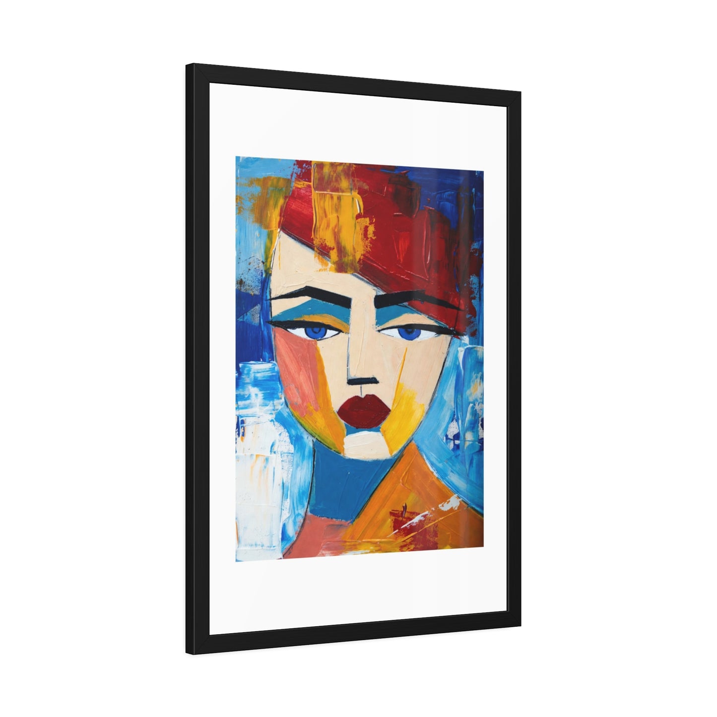 Abstract Colorful Face Framed Poster — Modern Pop Art Wall Print