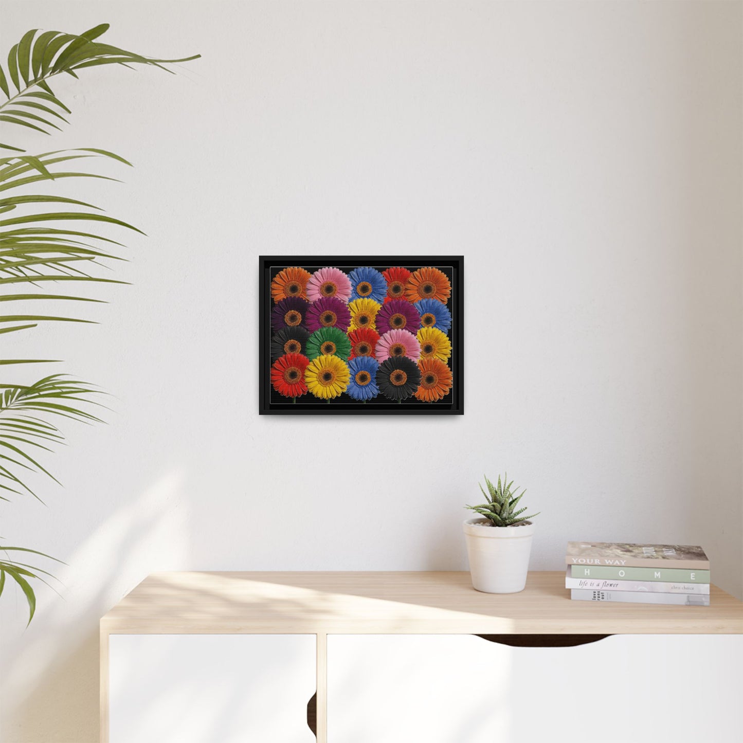 Framed Matte Canvas - Rainbow Gerbera Daisy Wall Art