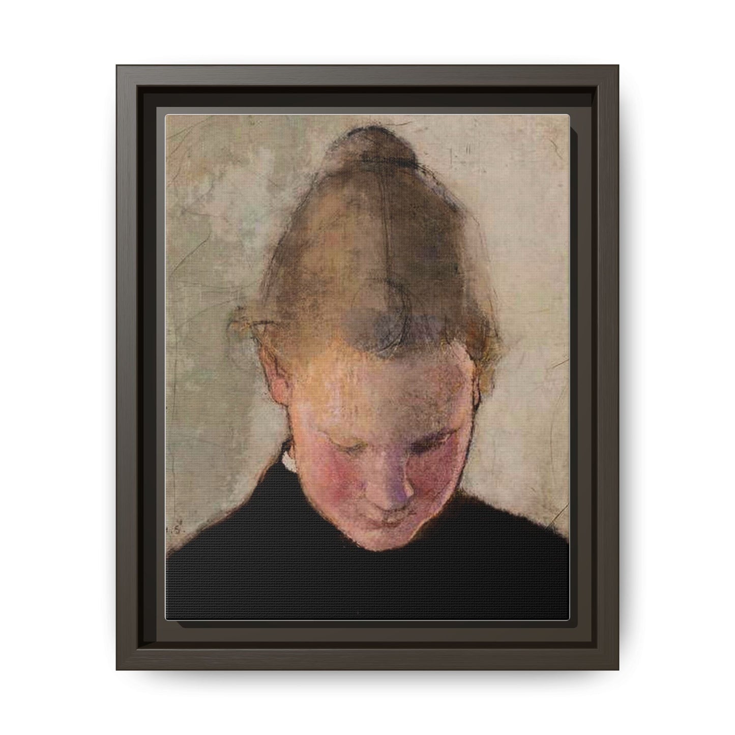 Lukeva tytto by Helena Schjerfbeck Framed Matte Canvas Art Print
