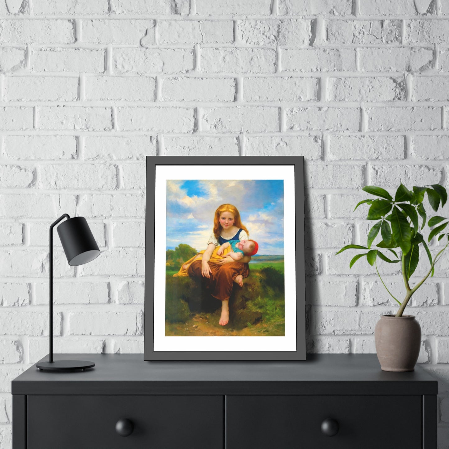 Framed Poster — Vintage Mother & Child Art Print