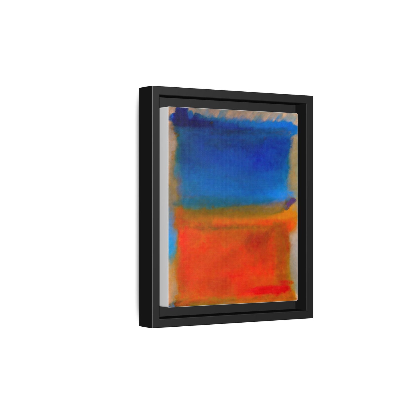 Abstract Color Block Matte Canvas Framed Wall Art — Blue & Orange Modern Painting