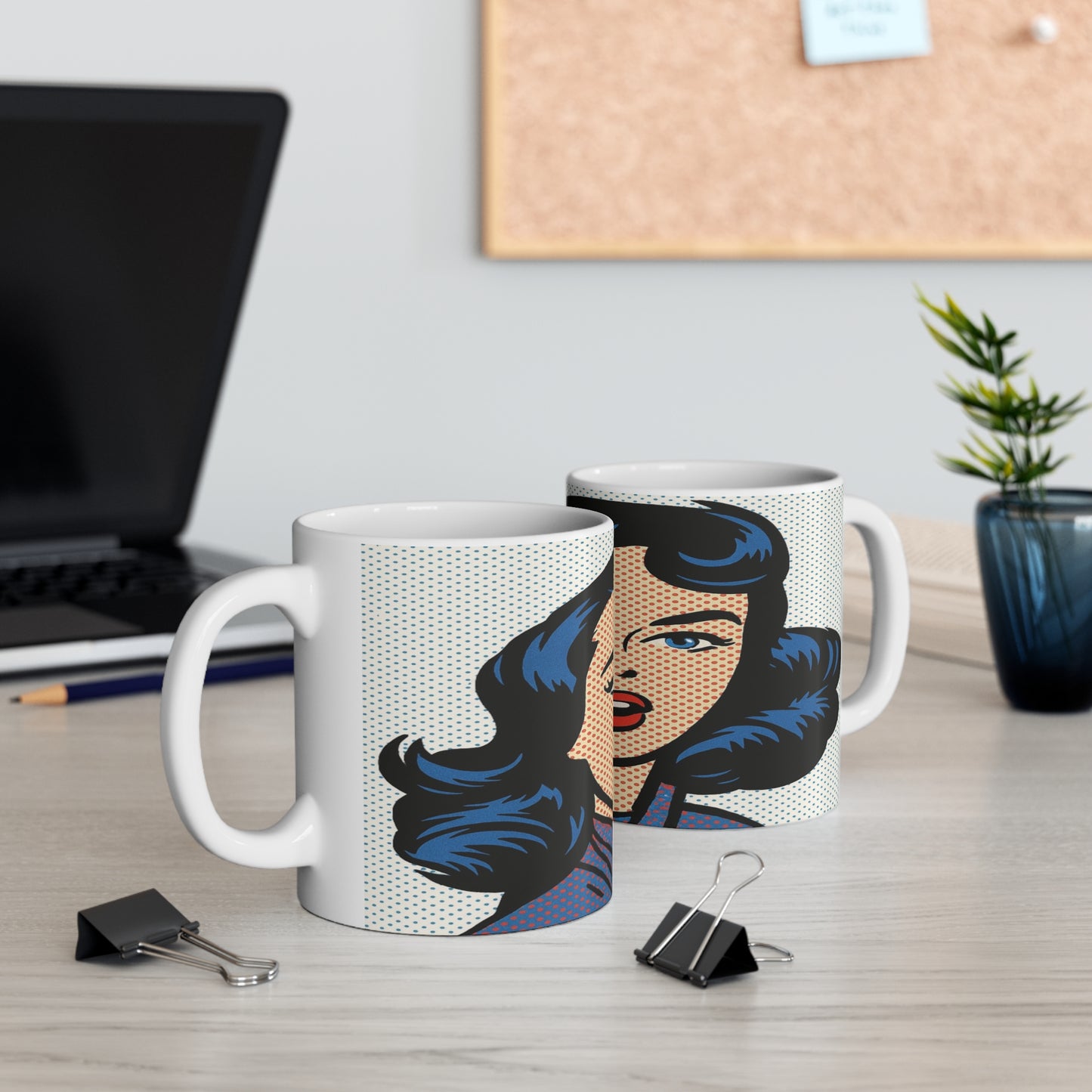 Pop Art Woman Coffee Mug — Retro Comic Book Style