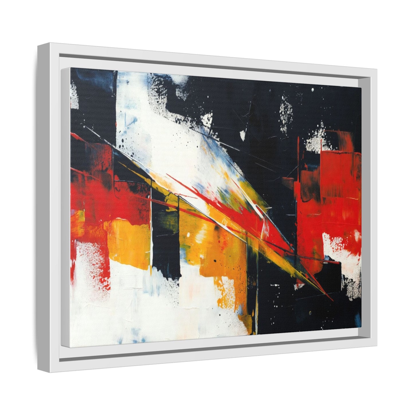 Abstract Red & Black Framed Canvas Print — Modern Geometric Wall Art