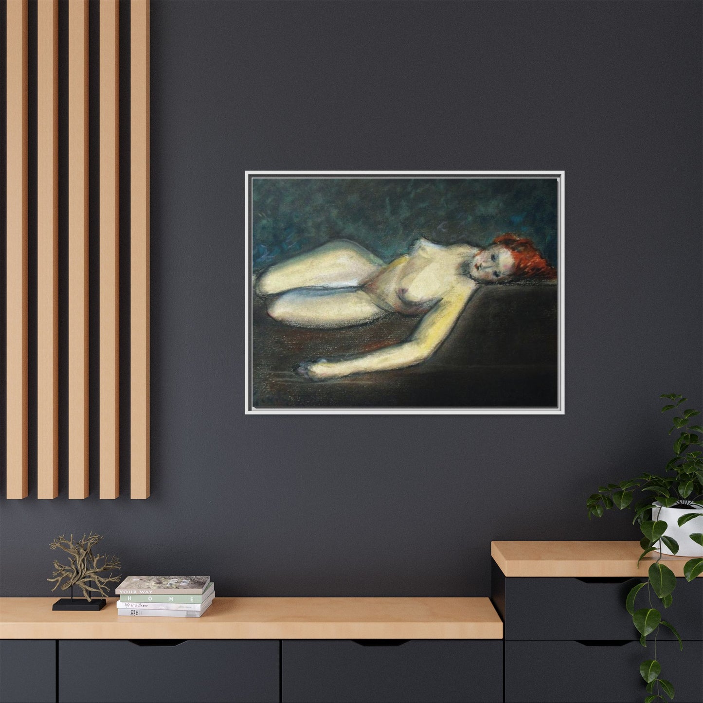 Lying nude by Paul Gosselin Framed Matte Canvas Wall Art Print