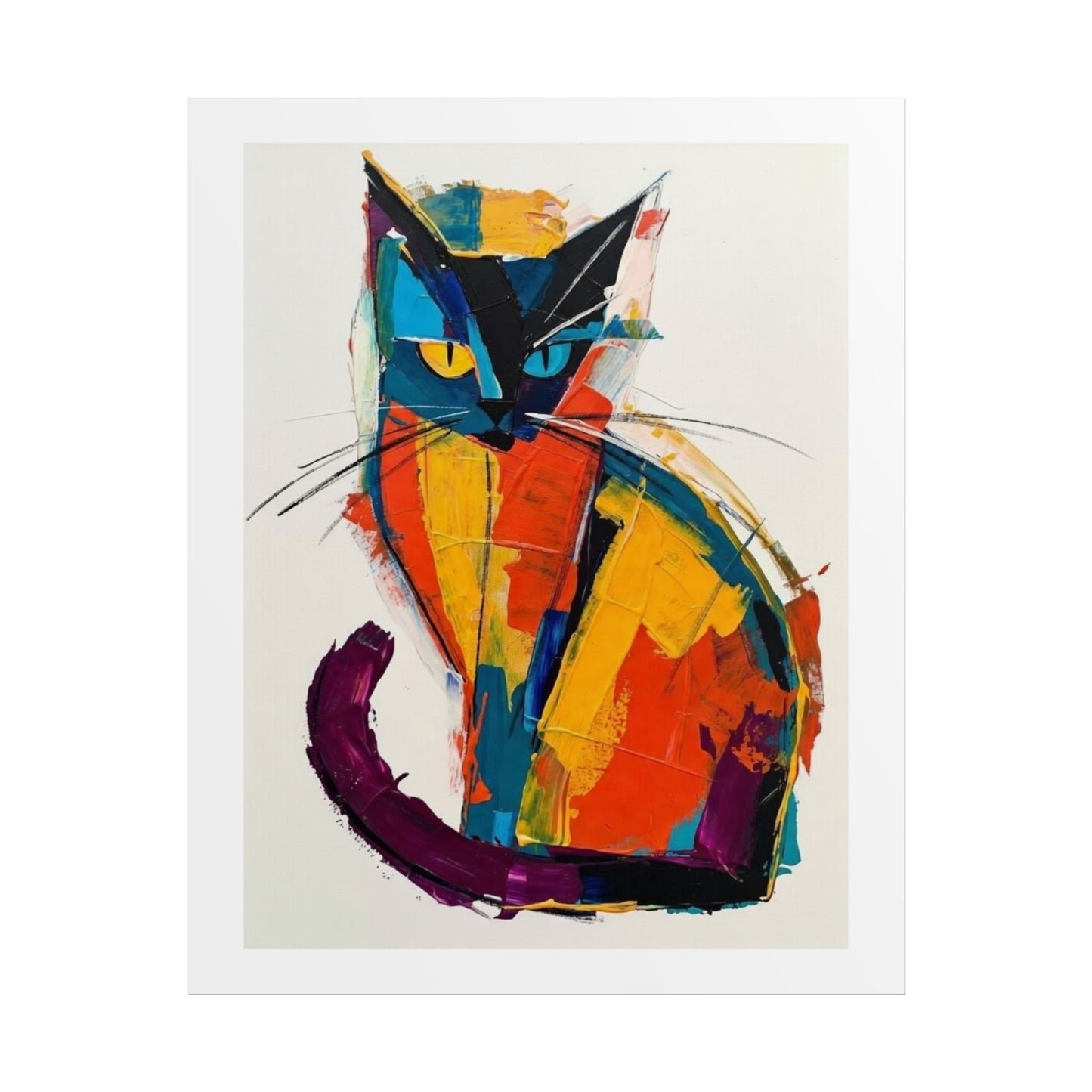 Colorful Abstract Cat Poster — Modern Rolled Art Print